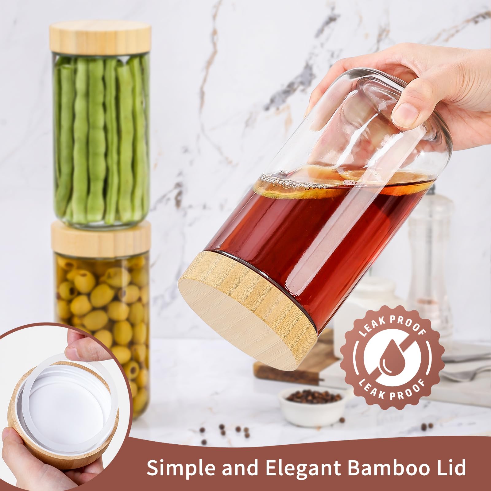 Tecohouse Haferbehälter Mit Bambusdeckel – 2 Stück, 340 Ml | Chia-Puddinggläser, Luftdicht Für Overnight Oats, Salate & Snacks