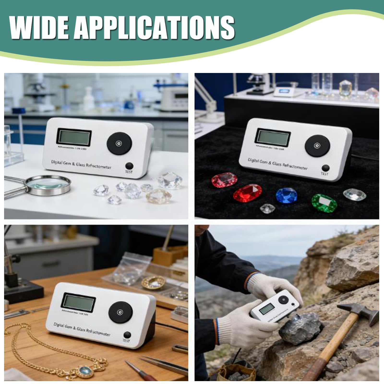 Digitales Edelstein-Refraktometer, Schmucktester, Identifikationswerkzeug, 700 mAh Akku, 10.000 Tests, zum Testen von Schmuck, Jade, Kristallen