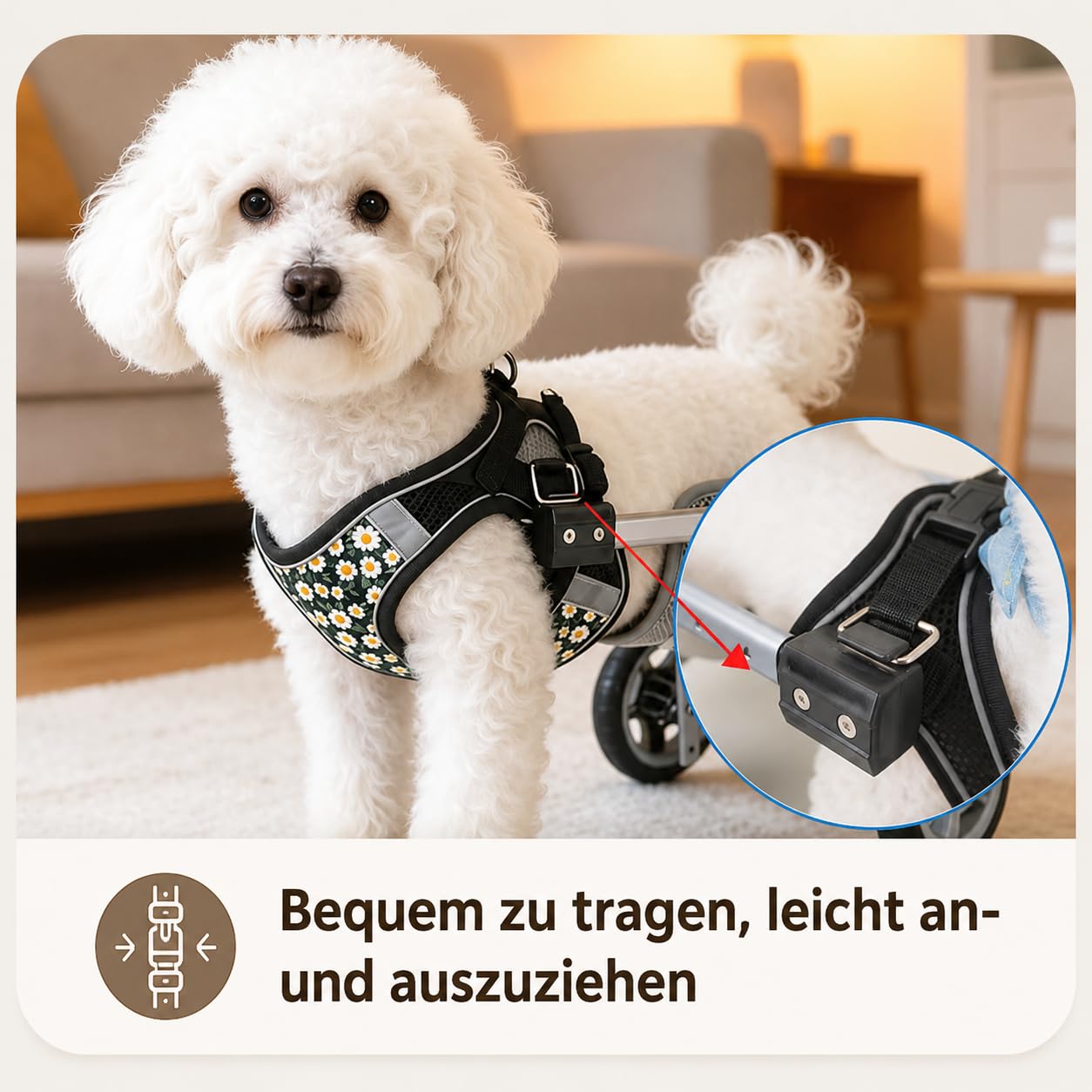 Verstellbarer 4-Rad-Hunderollstuhl Für Vorder- Und Hinterbeine – Leichte Mobilitätshilfe Für Verletzte, Behinderte Oder Ältere Hunde – Passend Für Kleine Bis Große Rassen(4wheel,L)