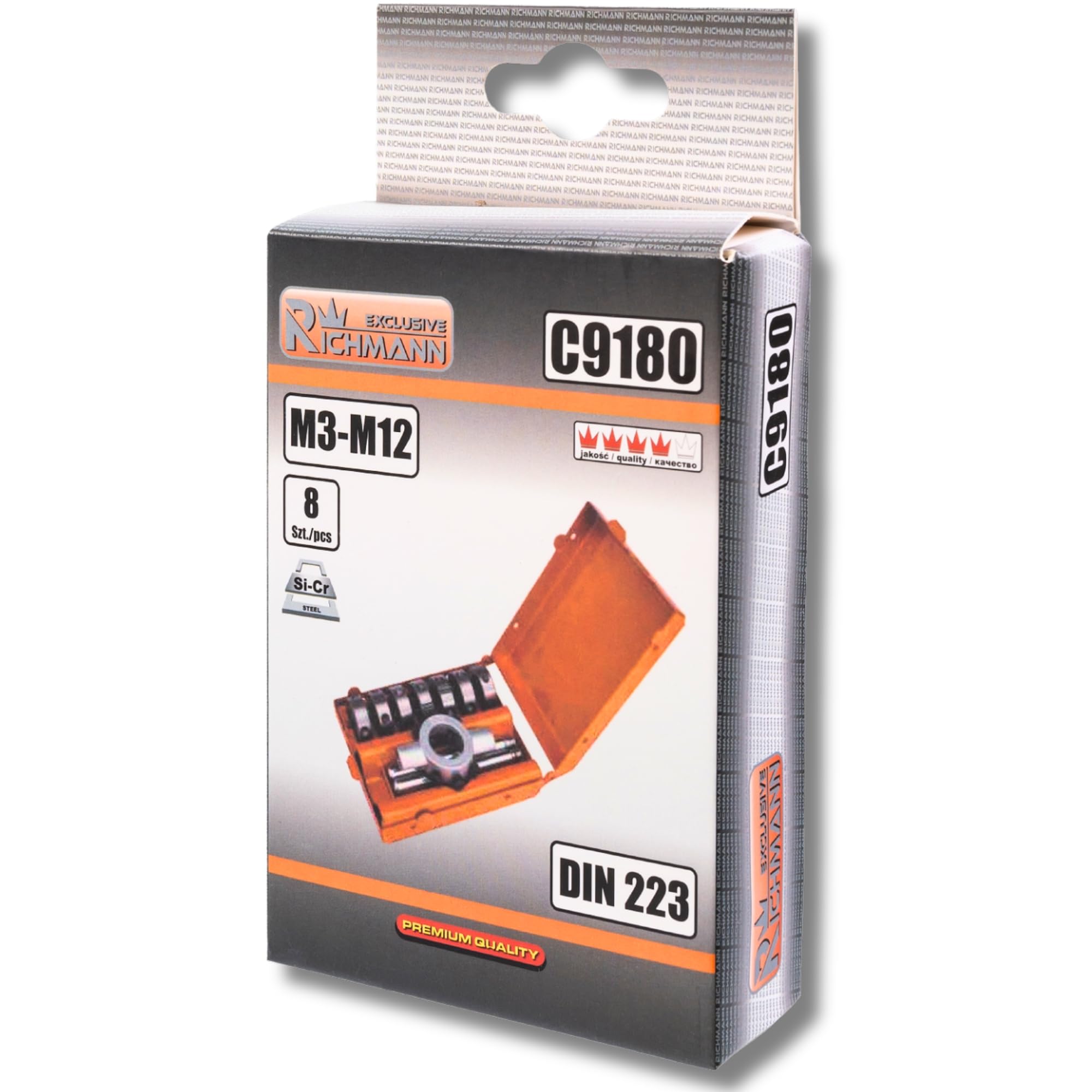 Lot de 8 tarauds DIN223 - Filetage M3-M12