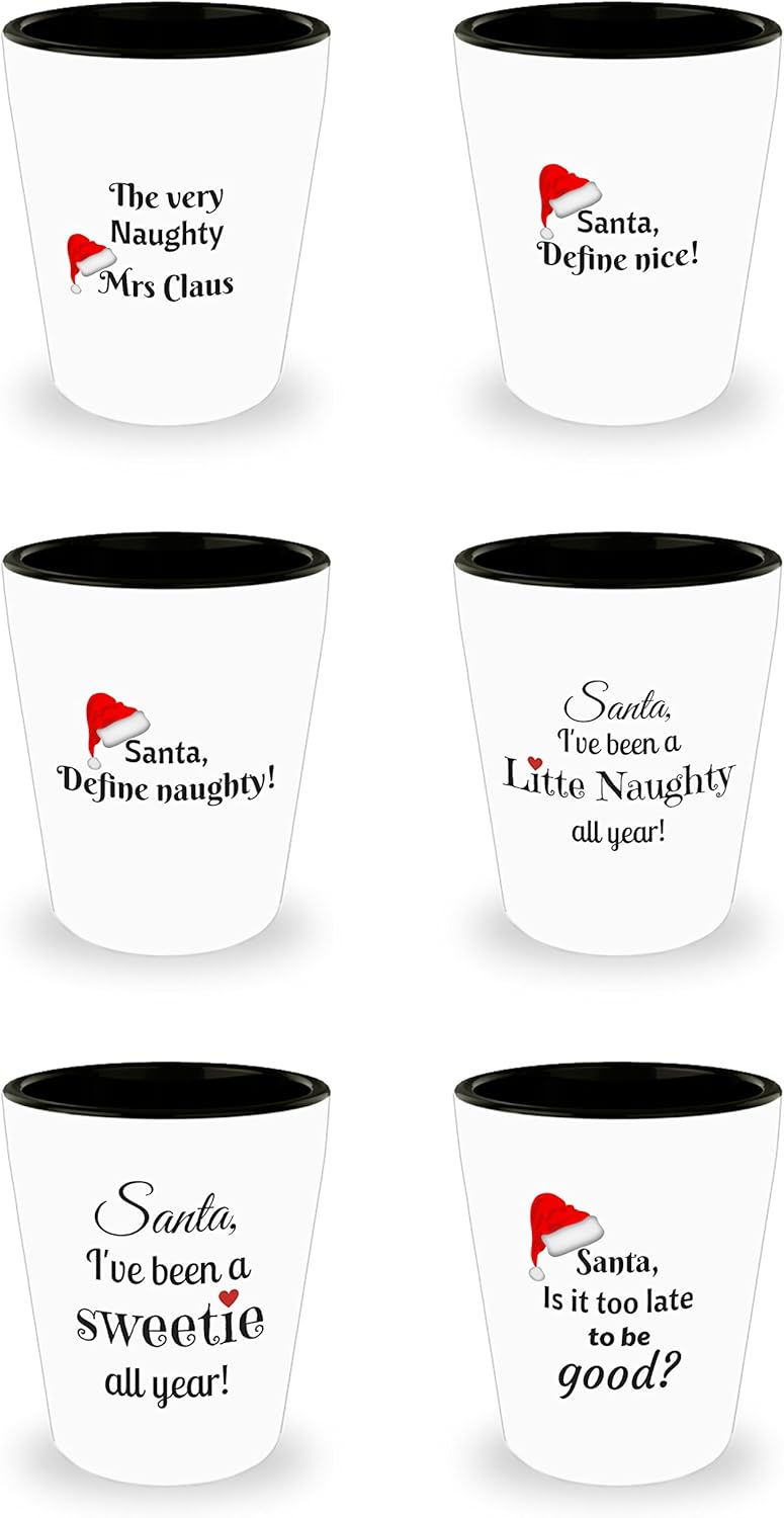 Funny Shot Glass set Santa six pack Shot Glasses