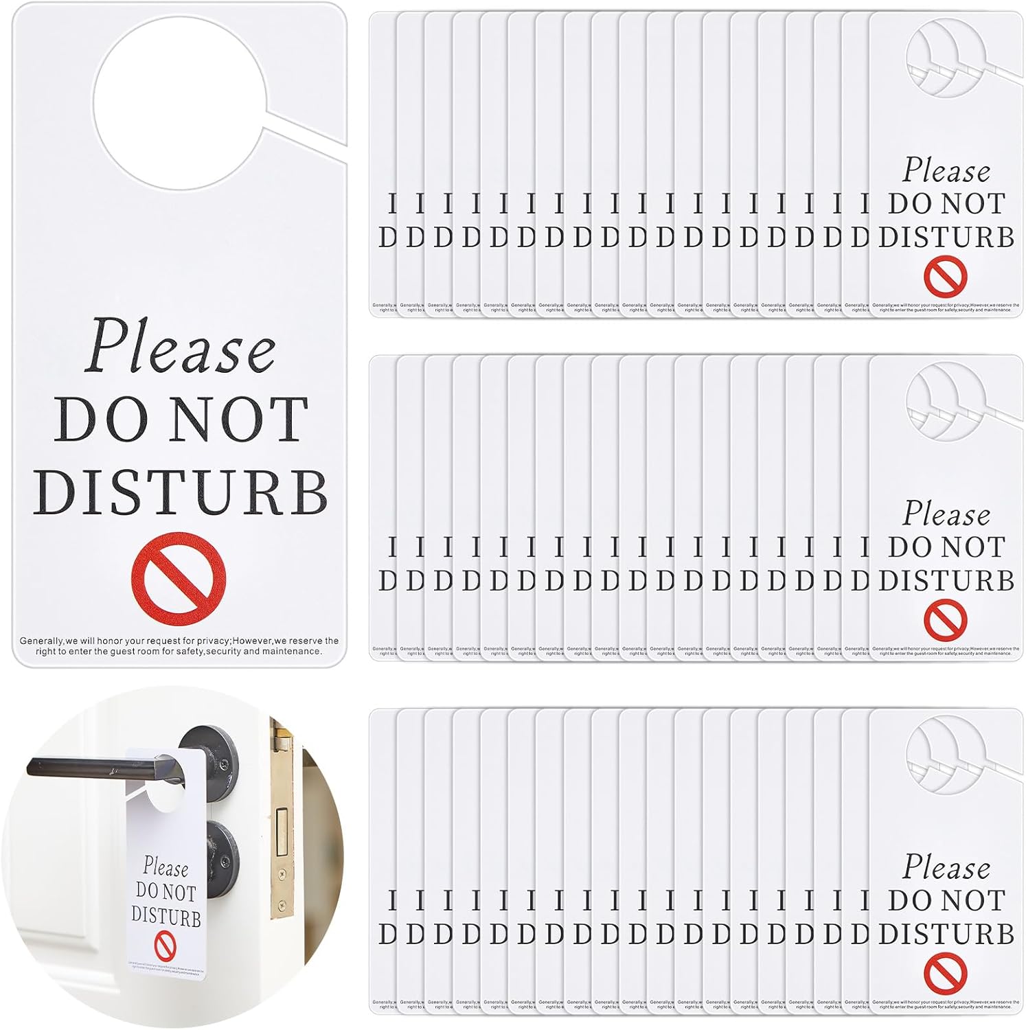 Teenyyou 100 Pcs Door Hanger Sign Bulk 3''x 6'' Please Do Not Disturb Both Sides Door Knob Hanger Thick PVC Material Frosted Design for Hotel Office Clinic Dorm Session