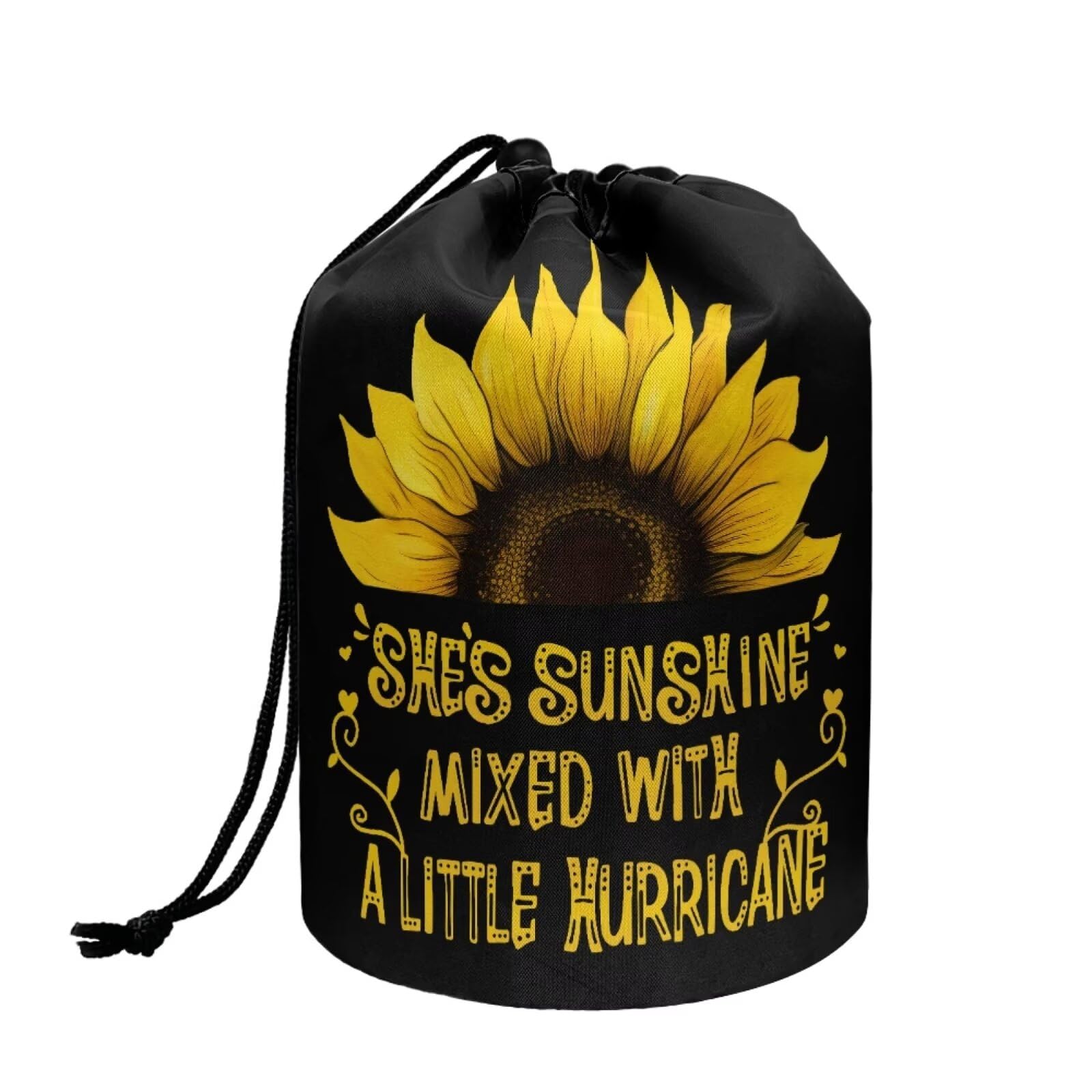 chaqlin Hippie Lotus Print Travel Cosmetic Bags Barrel Makeup Bag,Women Girls Portable Foldable Cases Multifunctional Toiletry Bucket Bags Round Organizer Storage Pocket — view 32