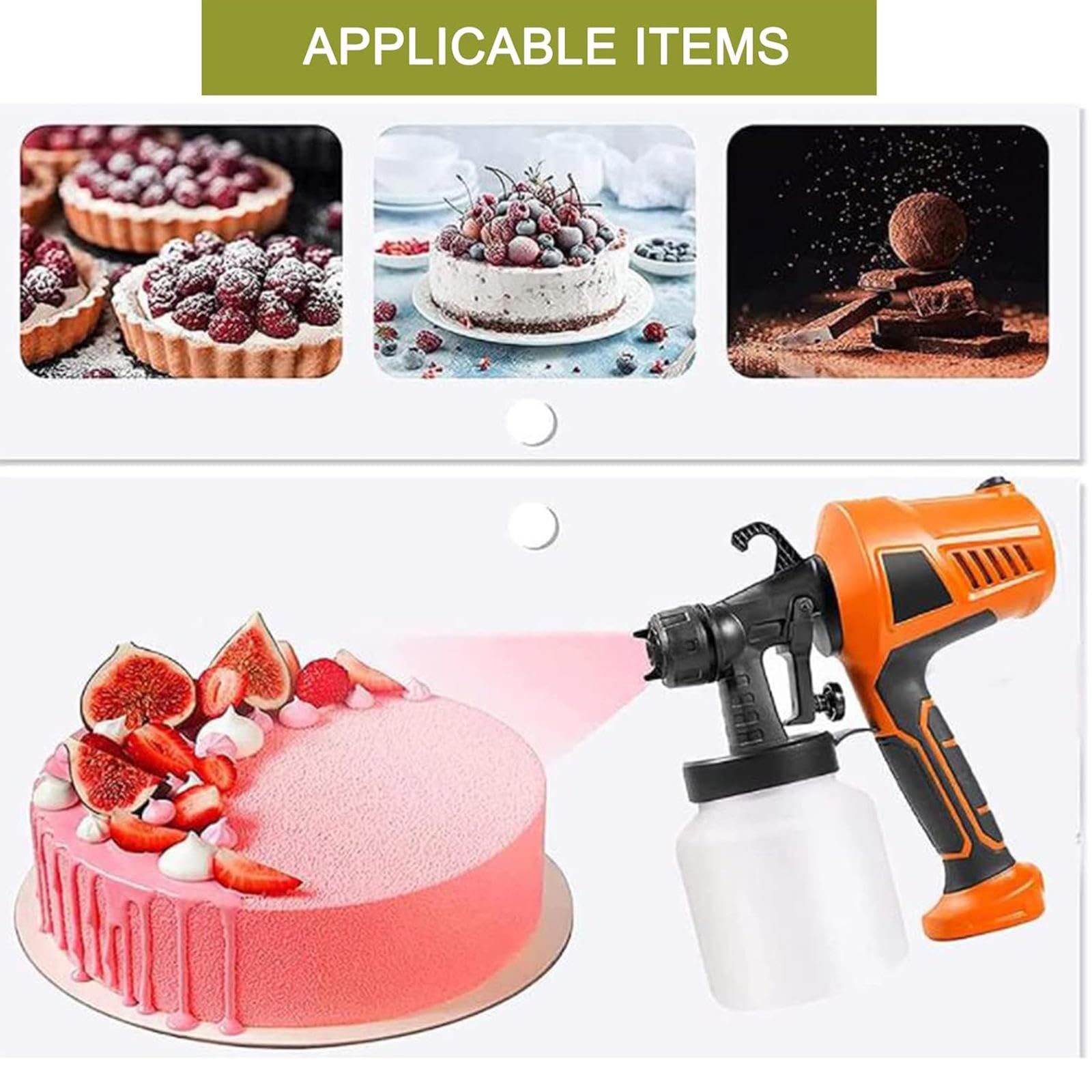 Pistola Pulverizadora de Chocolate, Herramienta de Repostería para Decoración Artesanal con Pistola Pulverizadora de Alta Potencia y Tres Patrones de Pulverización para Hornear Galletas