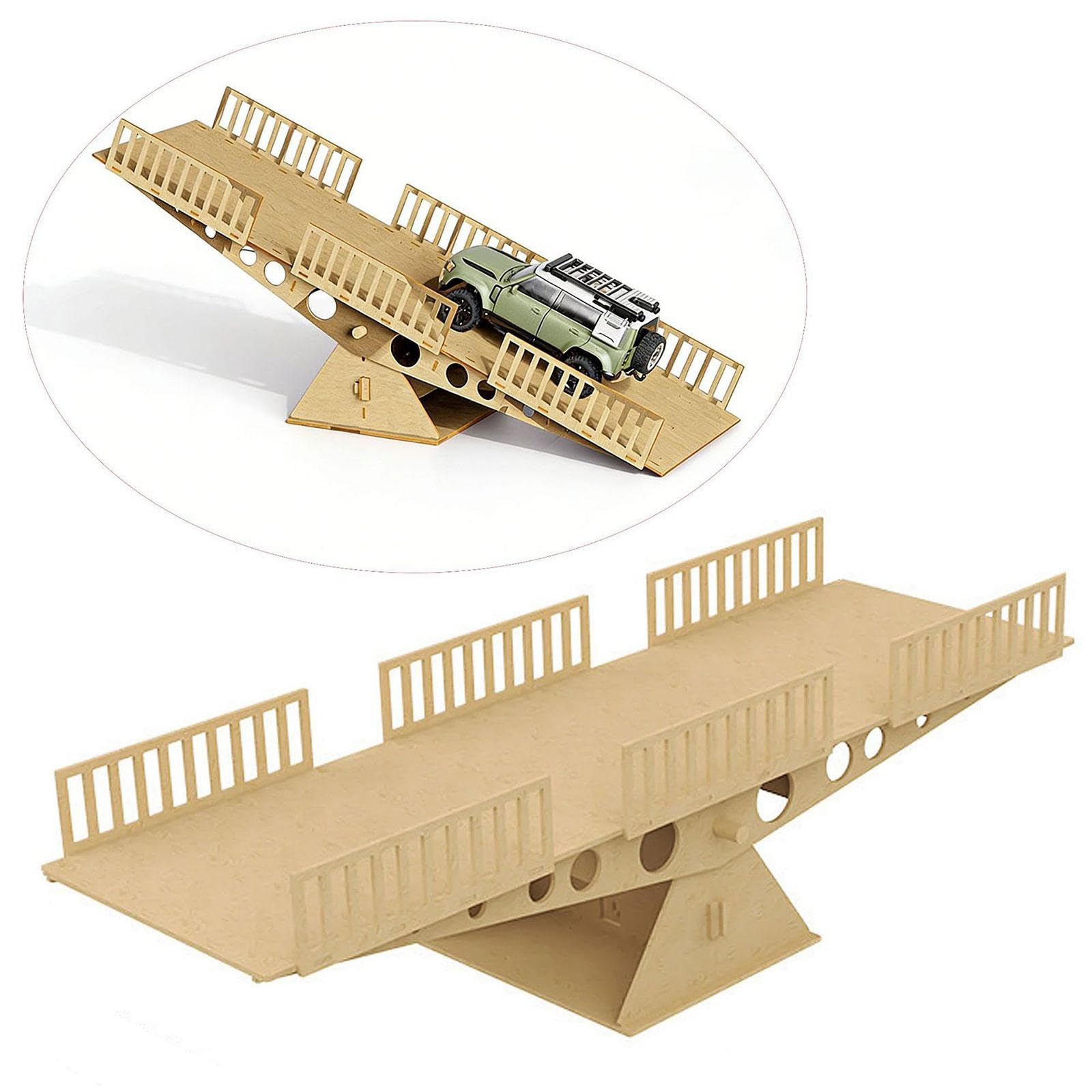 Set Ostacolo RC in Ostacoli per Auto Telecomandata Accessorio Ponte Simulazione Elemento Decorativo Desktop Realizzato in Legno Solido Facil, Dondolo
