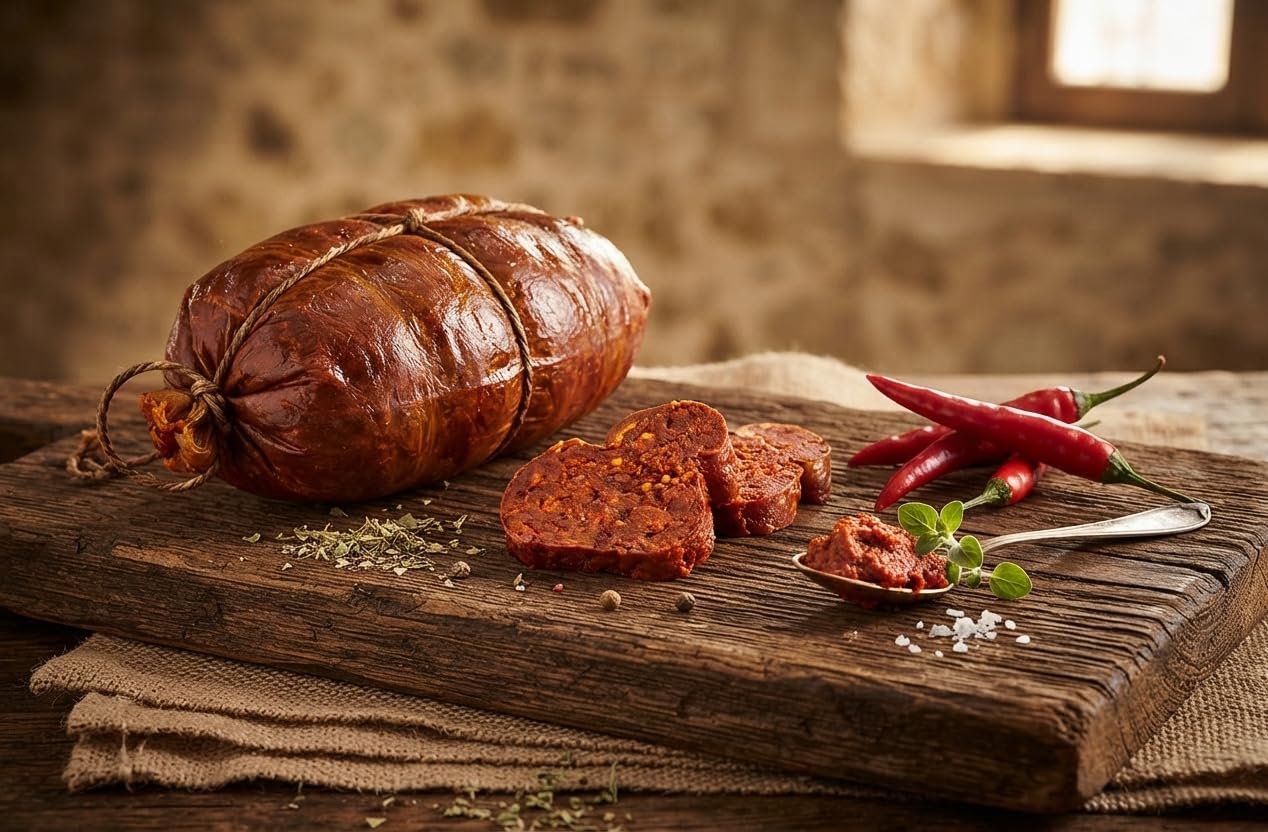 Estock1Food ‘Nduja Orba Calabrese 2 kg – Insaccato morbido e spalmabile dal gusto piccante
