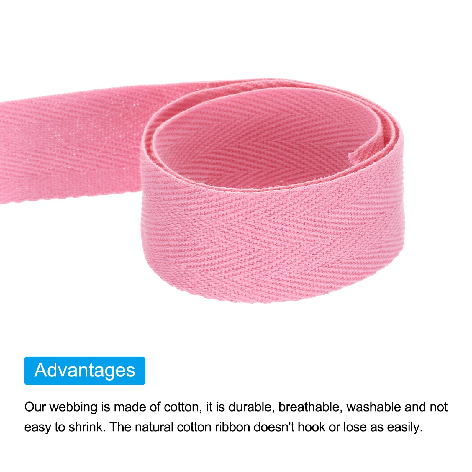 PATIKIL 1"/2.5cm Cotton Twill Tape 10 Yards Cotton Ribbon Bias Binding Tape Herringbone Webbing Trim for Sewing Gift Wrapping Craft DIY Pink - Image 4