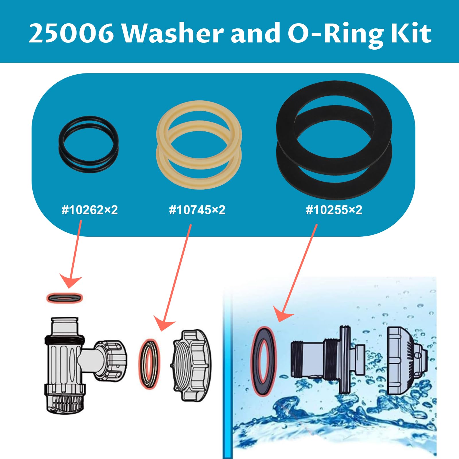 Amazon.com: AQDD 25076RP Pool Plunger Valve Gasket Kit for