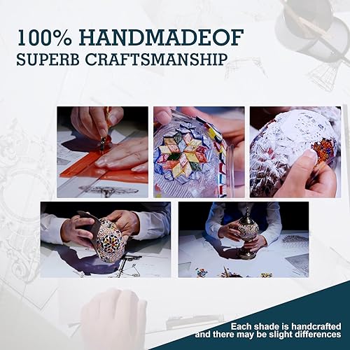 Miniatura 5 de Marrakech Lámpara de mesa marroquí turca con base de bronce, estilo Tiffany, vidrio de mosaico colorido hecho a mano, lámparas de noche de noche de