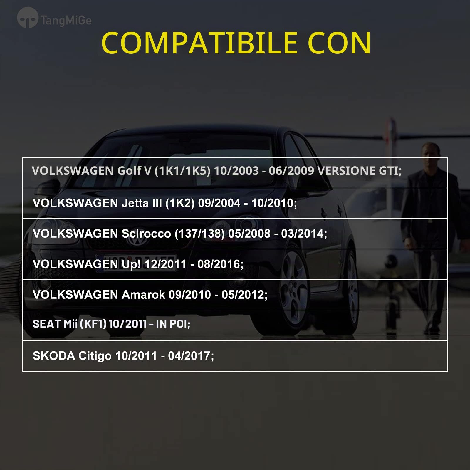 TangMiGe Fendinebbia compatibile con Volkswagen GTI Golf V/5 Jetta III/3 Scirocco Up Amarok, (VW 1K1 1K5 1K2 137 138), SEAT Mii KF1, Skoda Citigo, 10/2003-04/2017 (Fumo Nero)