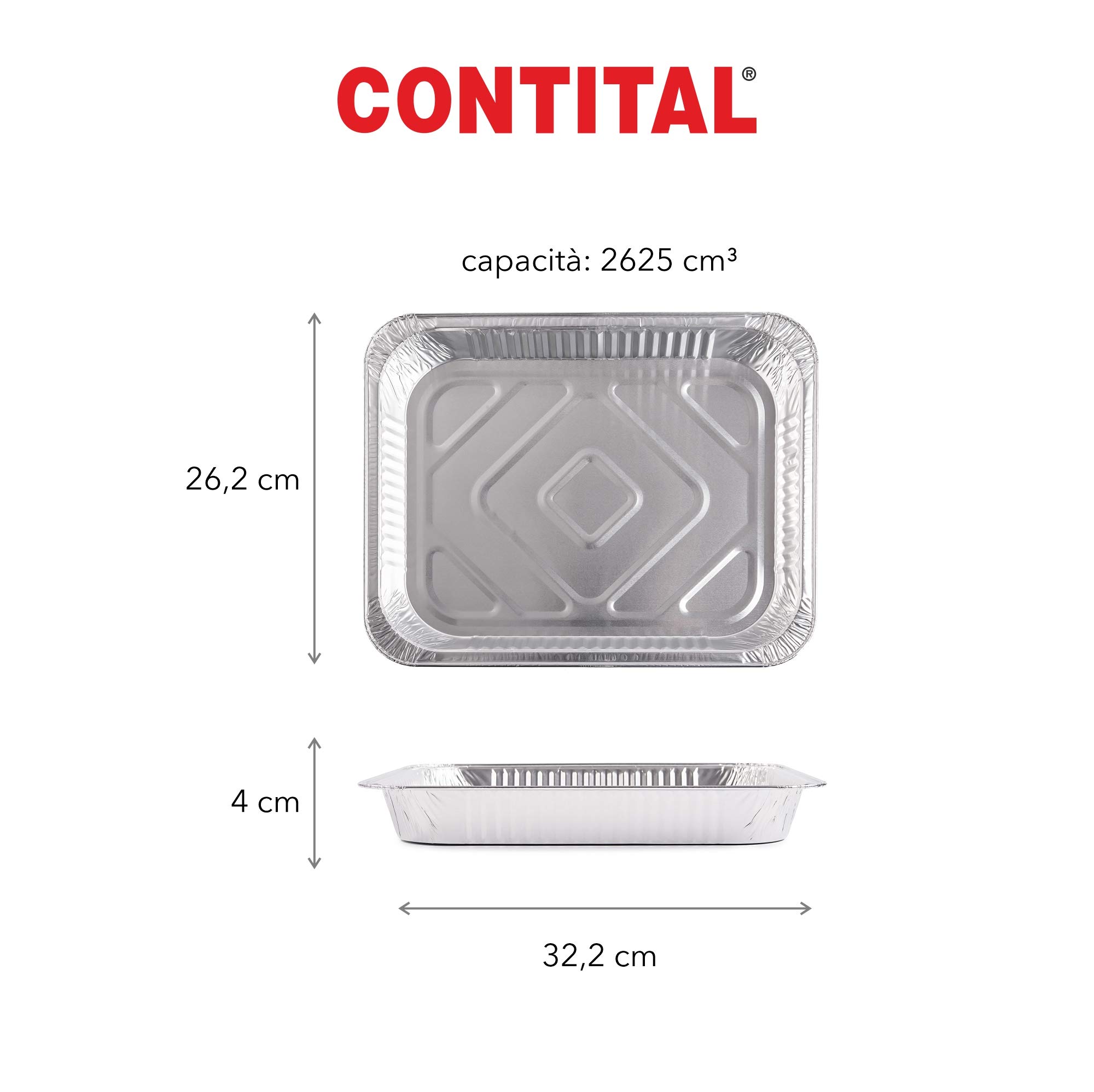 Contital R32G Aluminiumbehälter 8 Portionen | große Einwegschalen | Einwegschalen für Lebensmittel - 50 Stück Profi