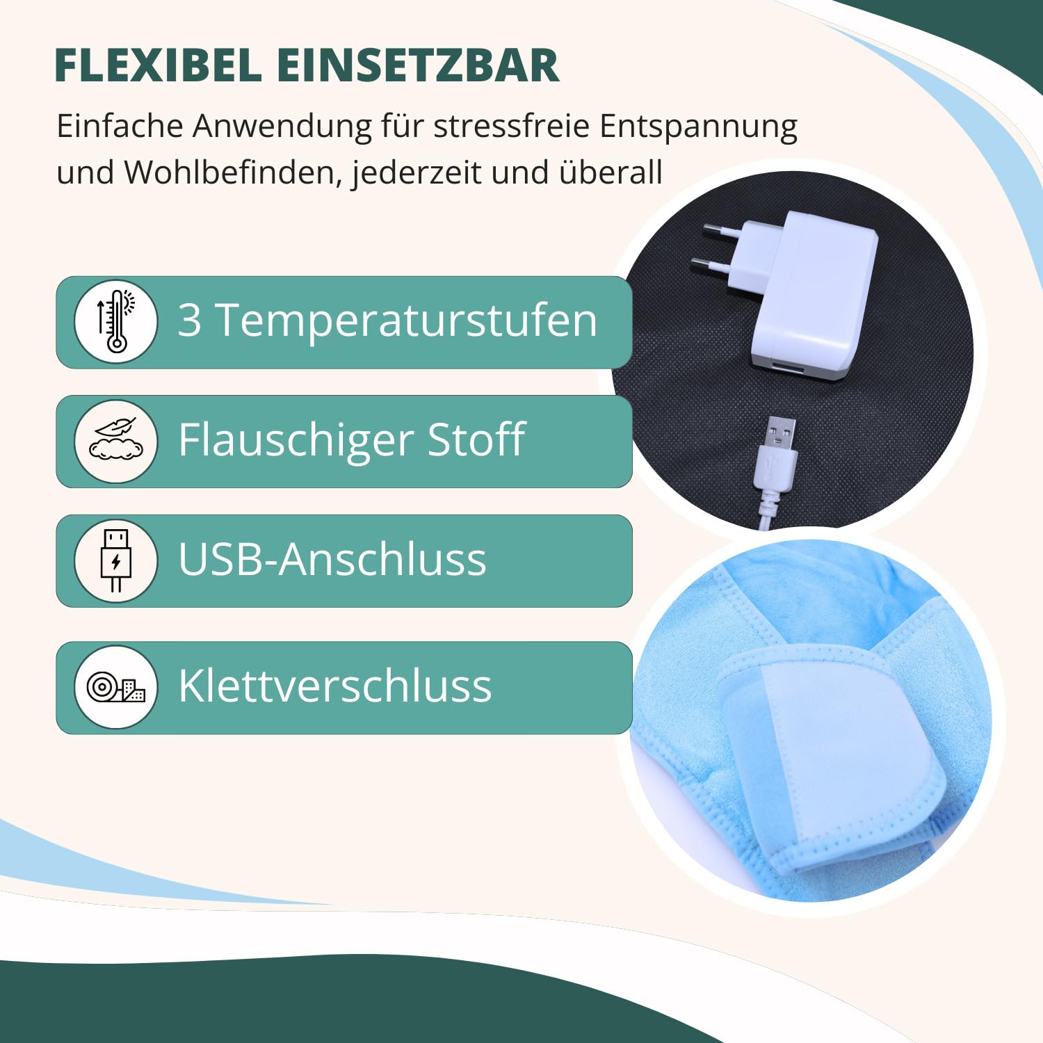 Syntrox Wärmegürtel für Nieren mit USB Douglas | Nierenwärmer | Bauchgürtel, verschiedene Temperaturstufen, 110 Watt, Wärmebehandlung, Schmerztherapie, Heizkissen