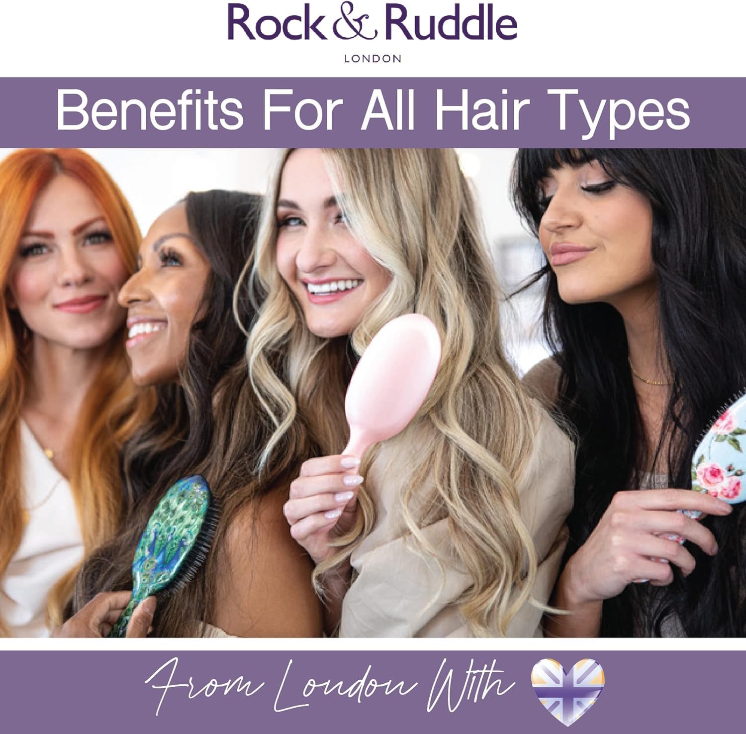 Rock & Ruddle Spazzola per capelli con setole di cinghiale naturali, per donne e bambini (misura piccola/da viaggio, 17,5 cm), ideale per capelli bagnati e asciutti, districanti e liscianti,