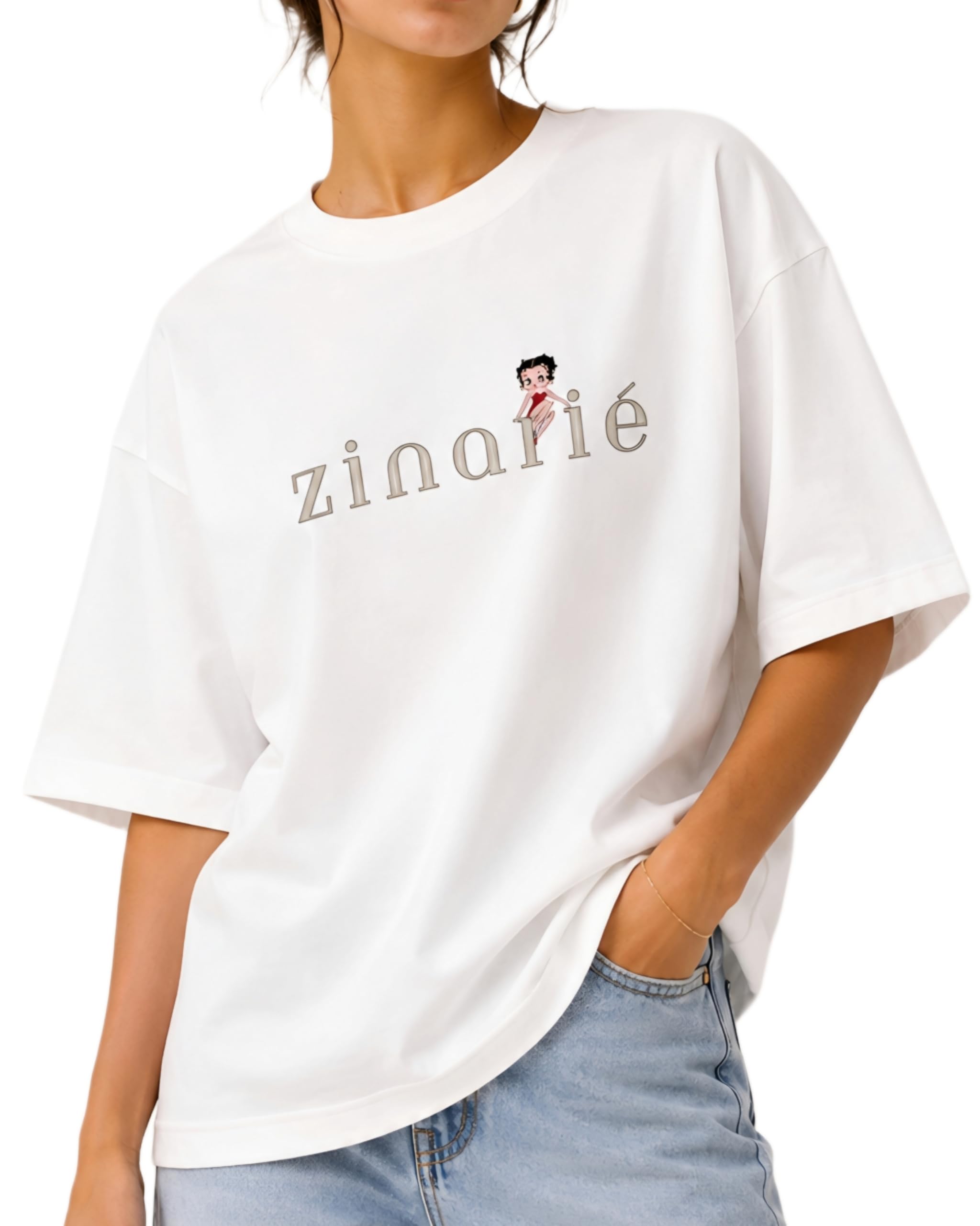 Muse Oversized T-Shirt | Minimal Graphic Printed Tee | Relaxed Fit Streetwear T-Shirt | White-image-16