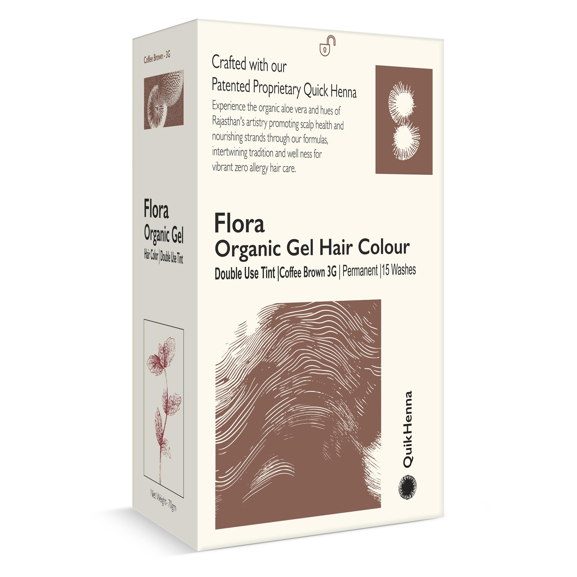 QuikHenna Flora Damage Free Organic Gel Hair Colour for Men & Women 70gm - Coffee Brown 3G | PPD And Ammonia Free Hair Color | 100% Grey Coverage | Natural Hair Colour-image-27