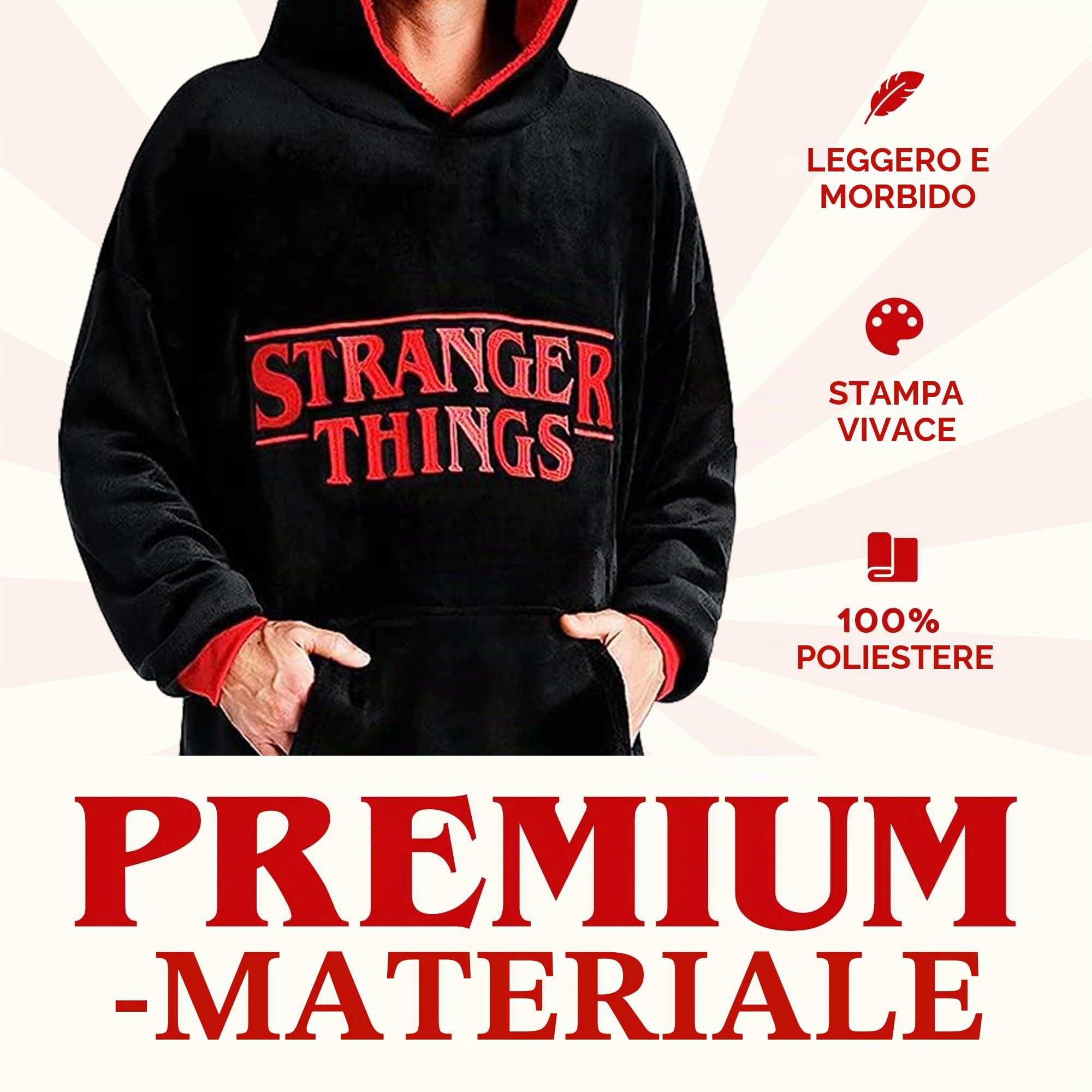 Stranger Things Felpa Coperta Uomo - Felpe Oversize in Pile Uomo Donna