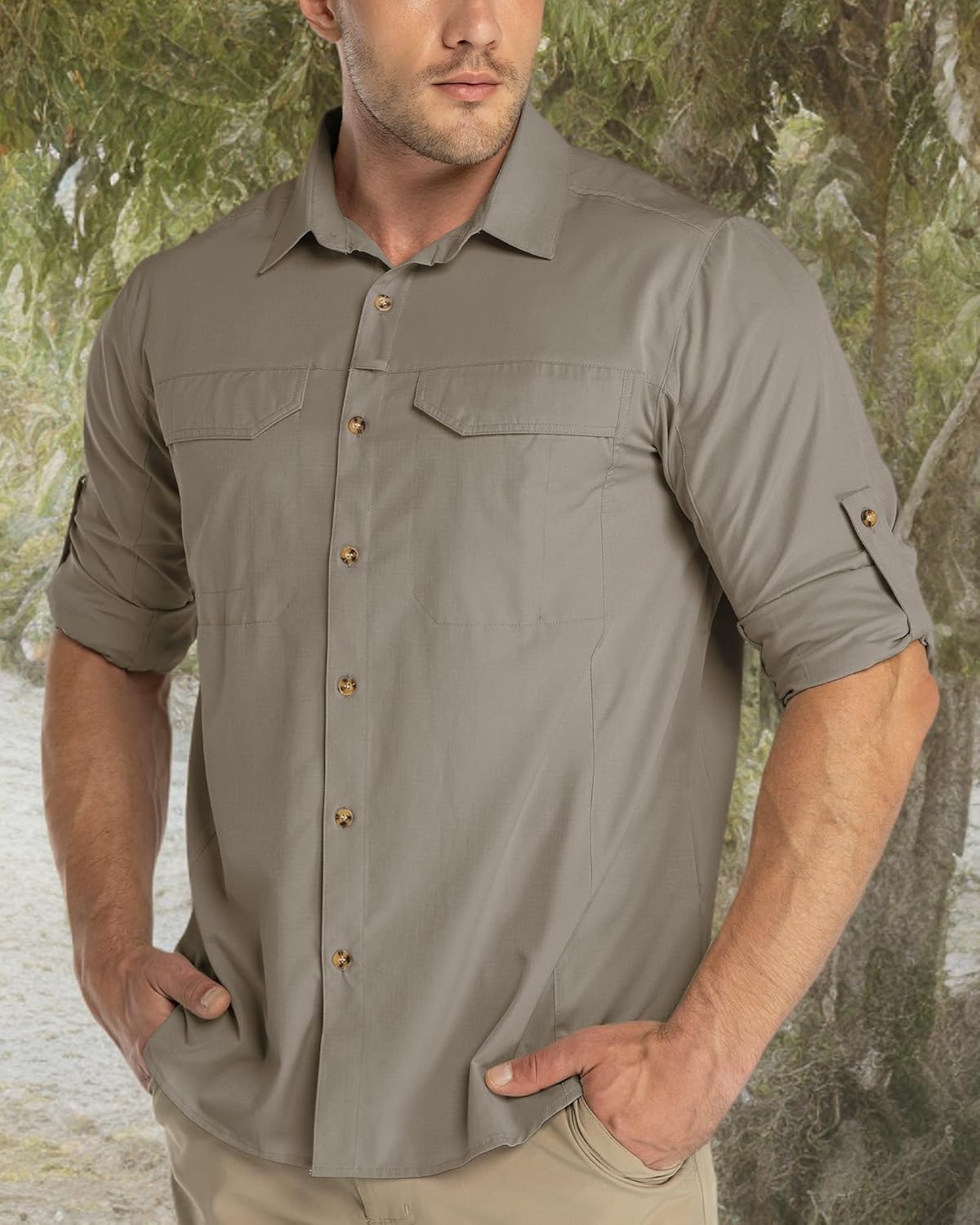 33,000ft Men's Long Sleeve Hiking Shirts Lightweight Quick Dry Sun Protection UV UPF 50 Fishing Shirt Outdoor Safari Travel - Image 6