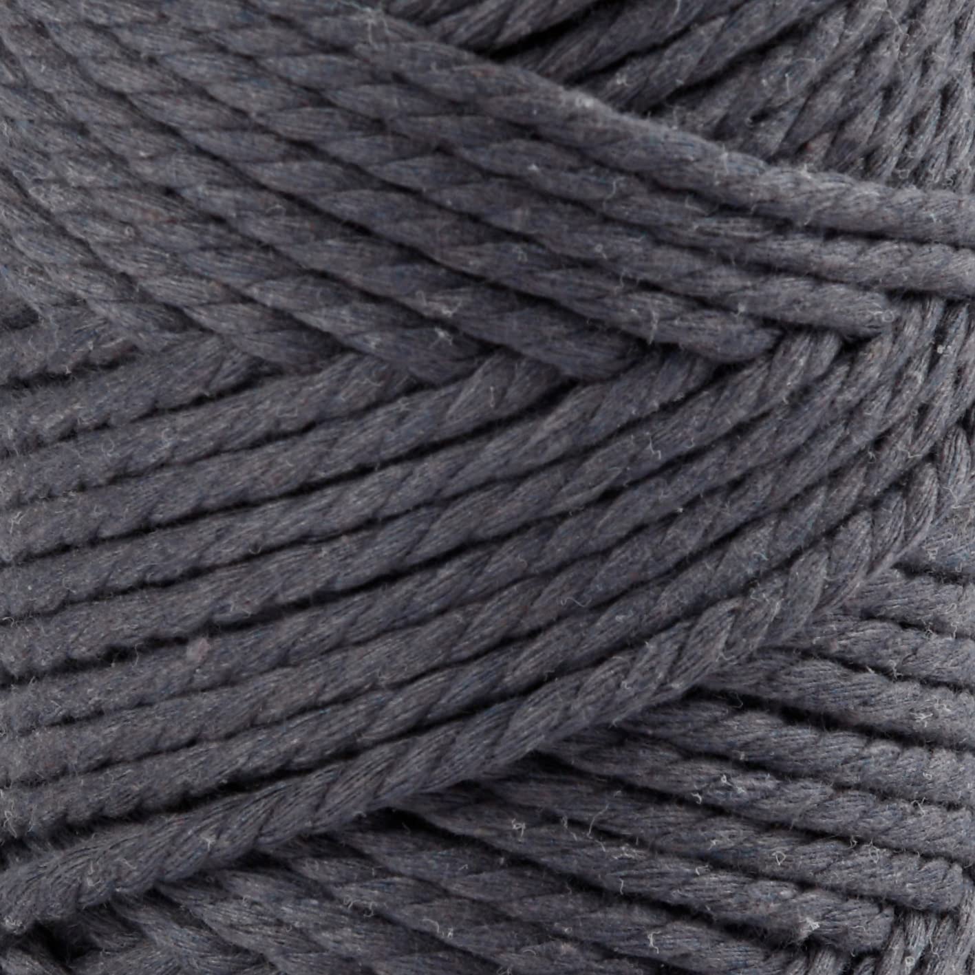 Cordón de macramé, diámetro de 4 mm, longitud de 55 m, 330 g, color gris