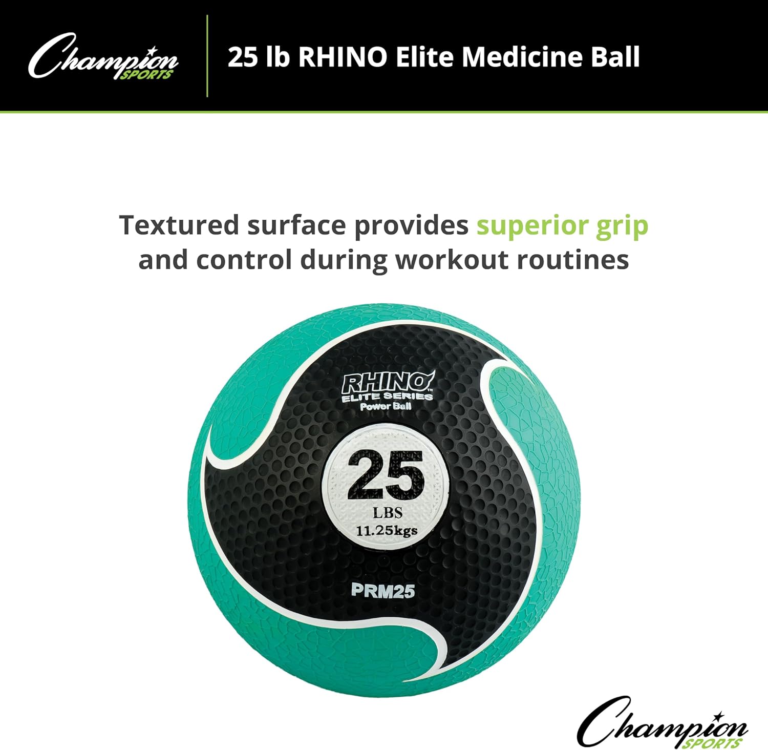 Champion Sports Rhino Elite Medicine Ball – Textured Surface, Superior Grip, Hollow Synthetic Rubber for Consistent Bounce Durability, Multiple Weights Colors - Optional Rebounder Sold Separately Champion Sports Rhino Elite Medicine Ball – Textured Surface, Superior Grip, Hollow Synthetic Rubber for Consistent Bounce Durability, Multiple Weights Colors - Optional Rebounder Sold Separately