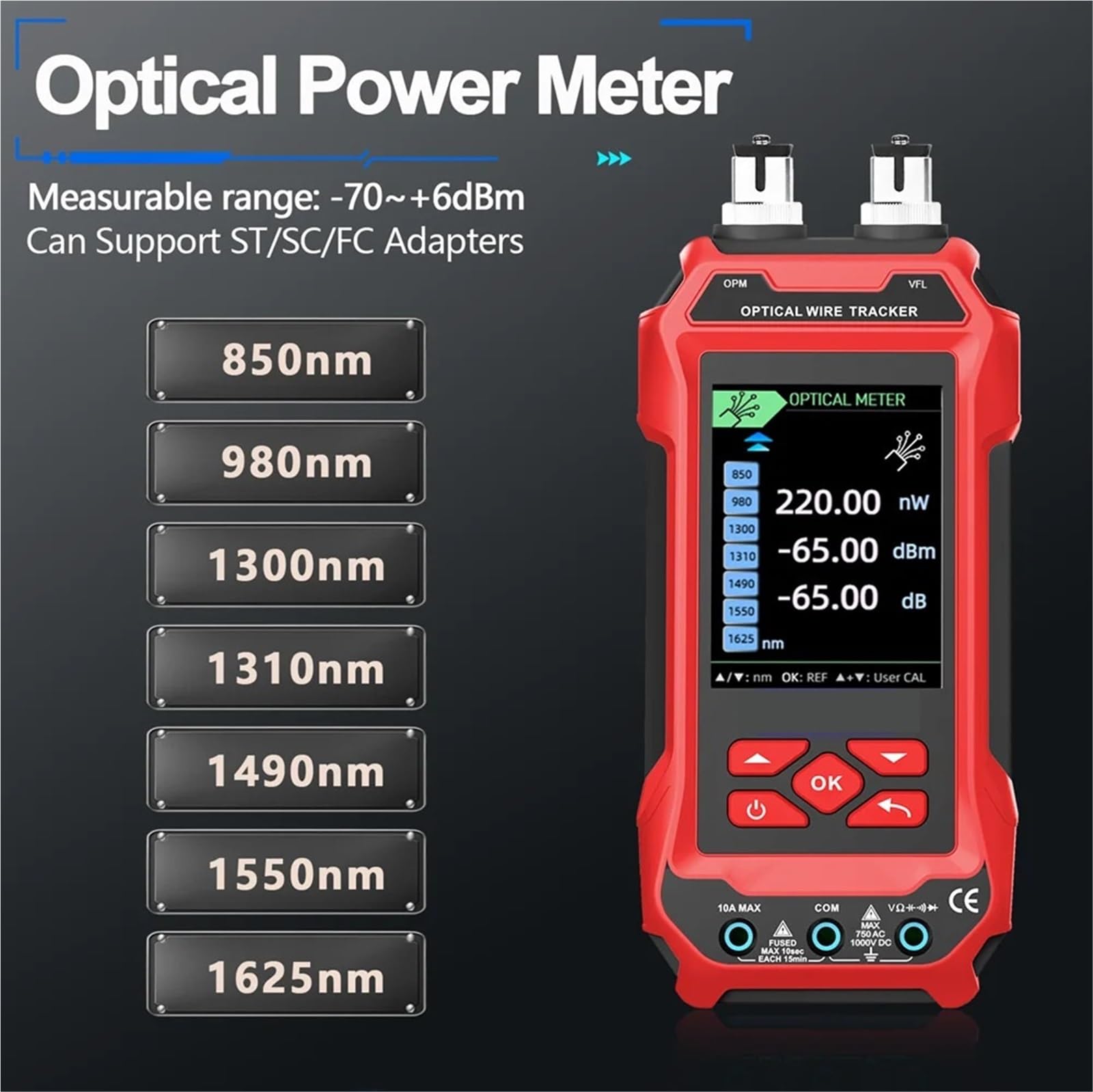Tester for cavi di rete, multimetro, misuratore potenza ottica, localizzatore visivo guasti, tracciamento LAN, controllo qualità a tensione, test crimpatura POE Prove di trasmissione