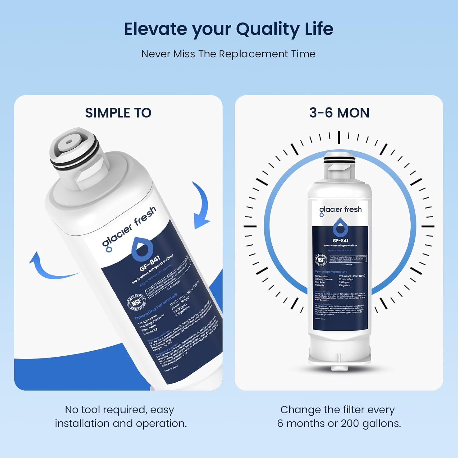 GLACIER FRESH Replacement for DA97-17376B Refrigerator Water Filters, HAF-QIN, HAF-QIN/EXP, DA97-08006C, RF23M8070SG, RF23M8070SR, RF23M8090SG, RF23M8090SR, RF23M8570SR, RF23M8590SG (3 Pack) - Image 5