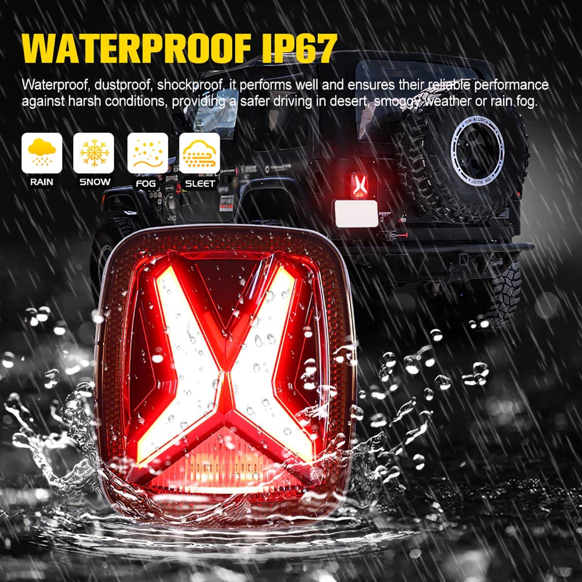 12V LED luci di coda per jeep Wrangler CJ TJ YJ 1998-2006 universale 30w TJ posteriore posteriore affumicato lente