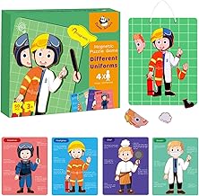 Magnetic Job People Dress Up Puzzle, Pretend Play Set, 48 Pieces Magnetic Puzzles Human Anatomy Play Set,Toys to Help Kids Learn Professions-Educational Toys for 3 4 5 6 7 8 Years Old (Professions)