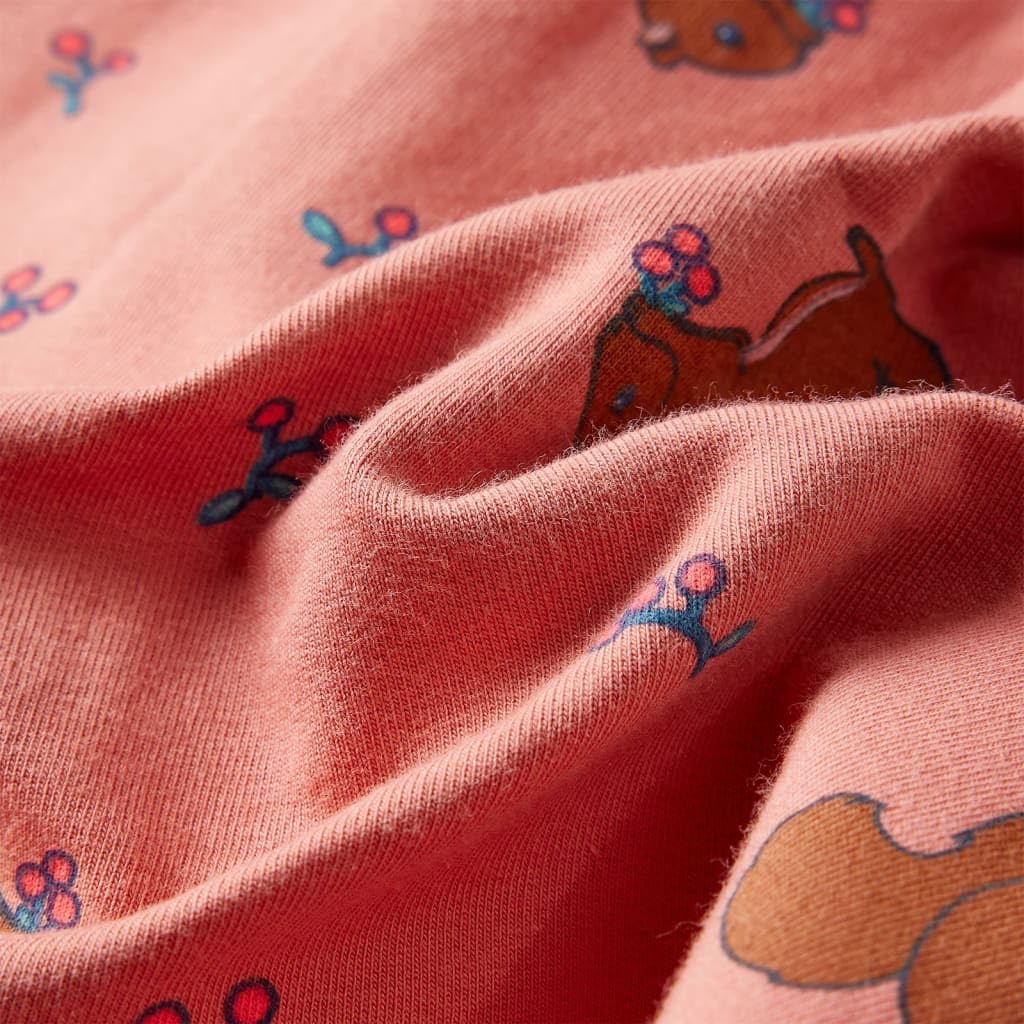 Vestido infantil rosa viejo para niñas de 1,5 a años, manga larga, algodón, elastano, estampado de ardilla, transpirable, cómodo para el día a día, fiestas de cumpleaños, guardería y