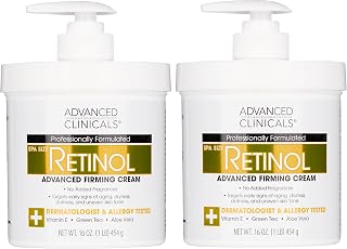 Advanced Clinicals Retinol Body Lotion & Face Moisturizer 16oz 2-Pack: Anti-Aging Cream Firms Wrinkles, Fine Lines & Crepey Skin for Women & Men