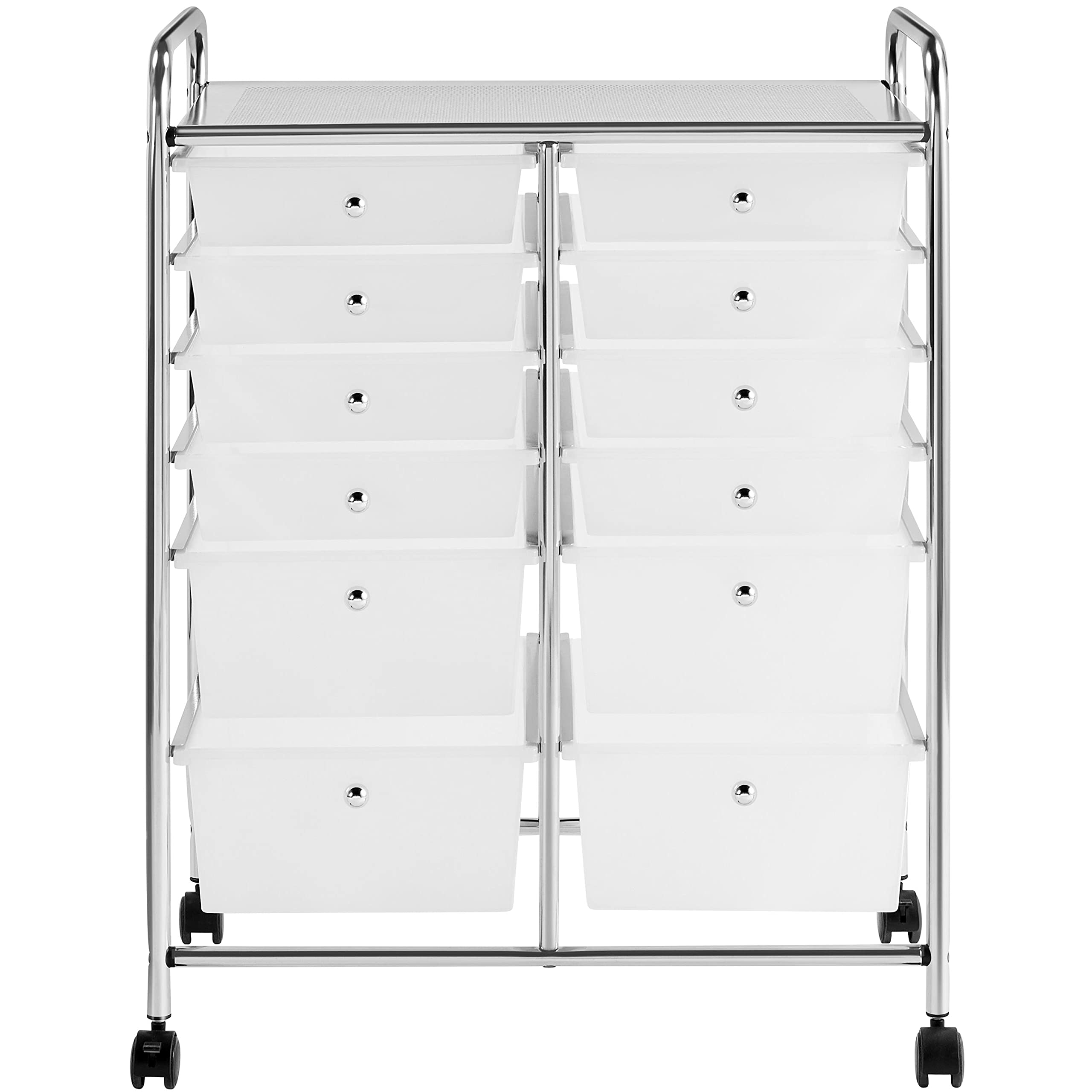 Yaheetech Carro Auxiliar con Ruedas Carrito de almacenamiento Cocina con 12 Cajones Carrito Organizador para Baño Salon Dormitorio Cocina Blanco