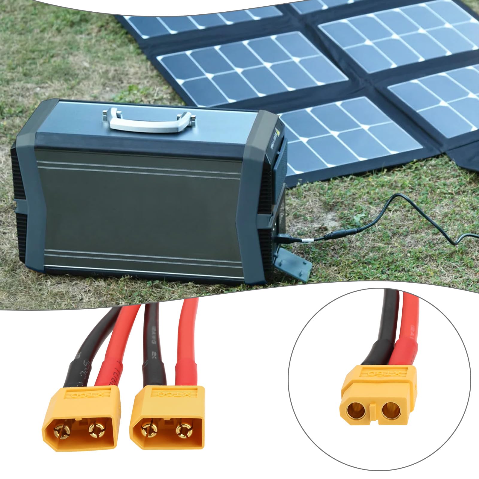 EMSea XT60 żeński na podwójny męski kabel przedłużający 12 AWG XT60 żeński do 2 XT60 męski adapter wtykowy przedłużacz do panelu słonecznego, generatora słonecznego, elektrowni statku (30 cm)