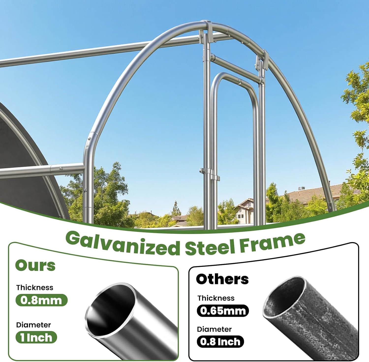 Large Metal Chicken Coop Walk-in Poultry Cage with Waterproof Roosting Perch and UV-Resistant Cover, Outdoor Chicken Run Poultry Hen House for Backyard Farm Use,Dome Roof(10’ W x 13.2’ L x 6.4’ H)