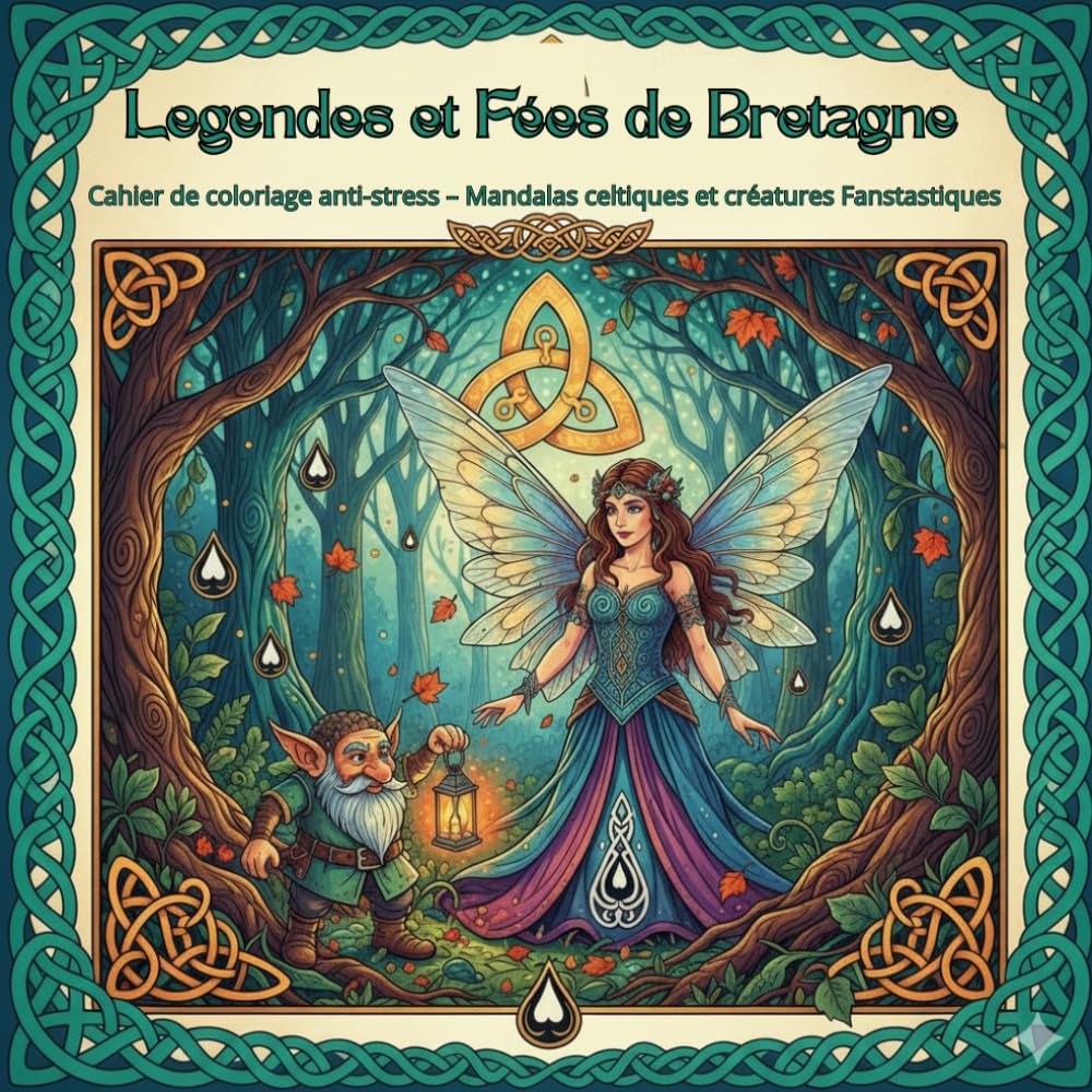 Cahier de Coloriage Celtique : Légendes et Fées de Bretagne: Livre Anti-Stress pour Adultes avec 40 Illustrations Uniques de Korrigans, Mandalas, Symboles et Mythes de Brocéliande.