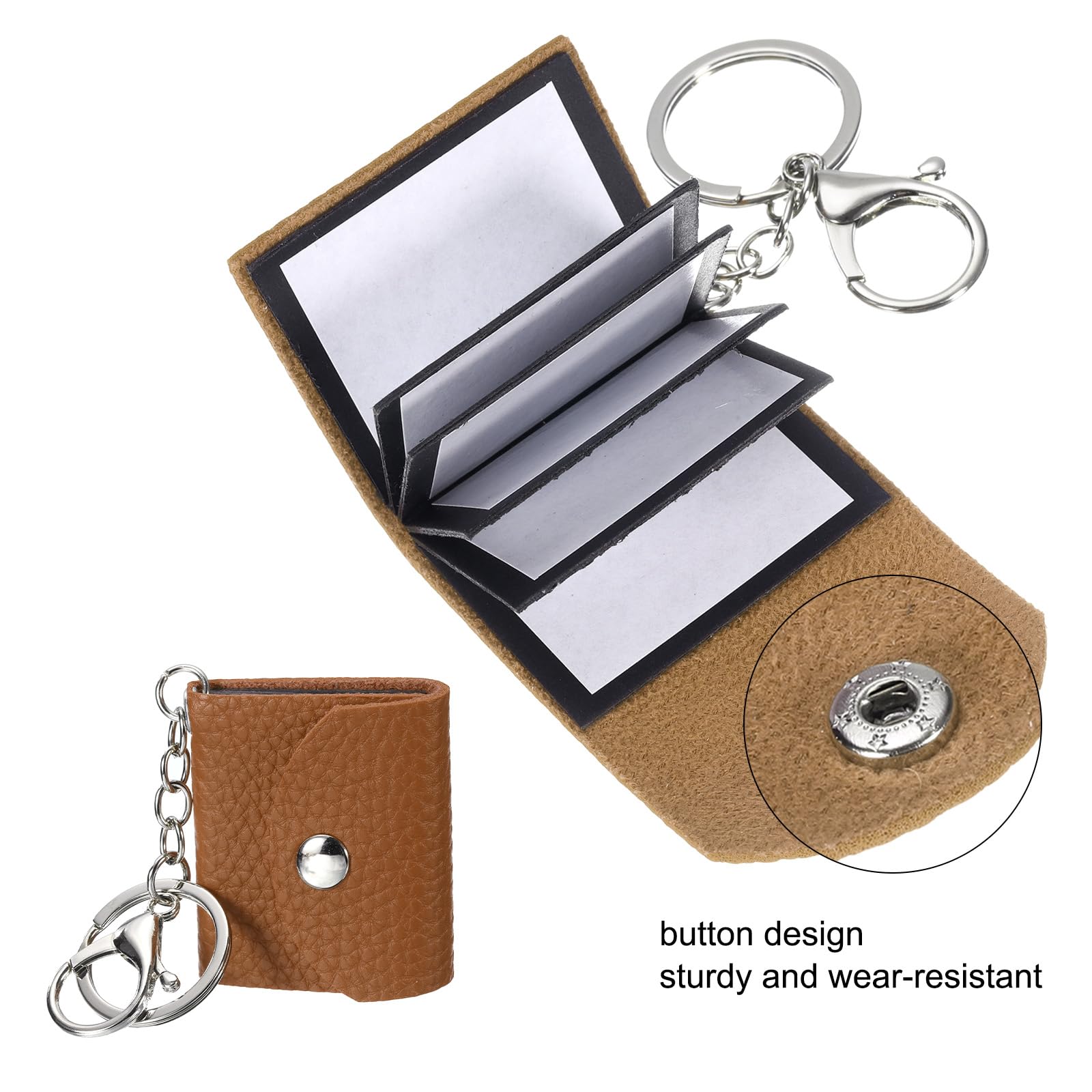 QUARKZMAN Portachiavi Personalizzato con Immagini, Mini Album Fotografico Pelle Personalizzato con 10 Immagini Fai Da Te Libro Chiave Memoria Ring per Famiglia, Marrone