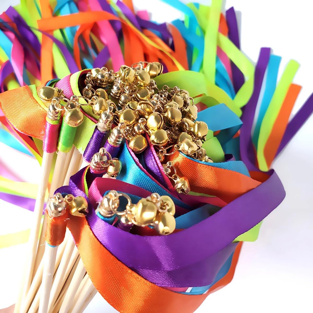 50 Stück Bunte Luftschlangen Mit Glöckchen, Feenstäbe, Party-Luftschlangen, Dekoration Für Geburtstage, Hochzeiten, Weihnachten