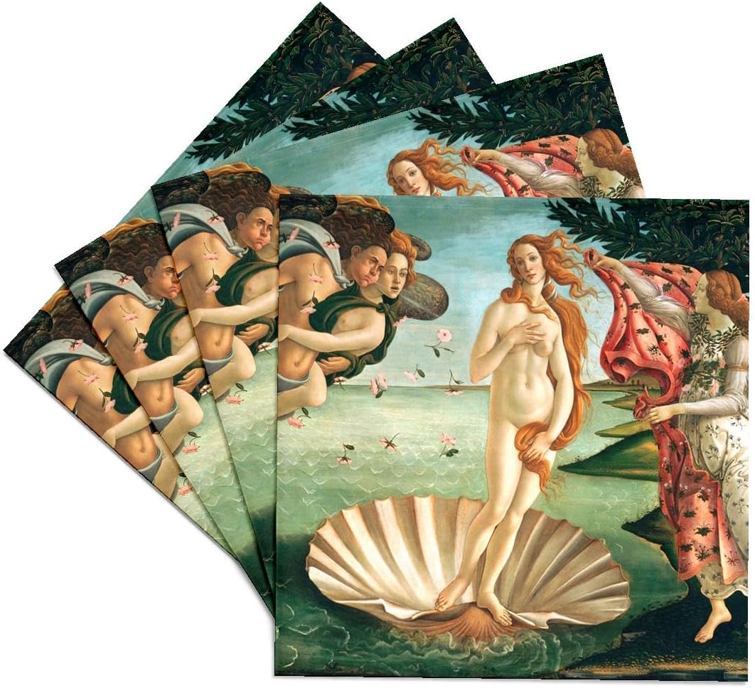 3dRose cst_162552_3 Botticelli The Birth of Venus 1485 Famous Classic Art by Italian Masters Ocean Sea Shell-Ceramic Tile Coasters, Set of 4