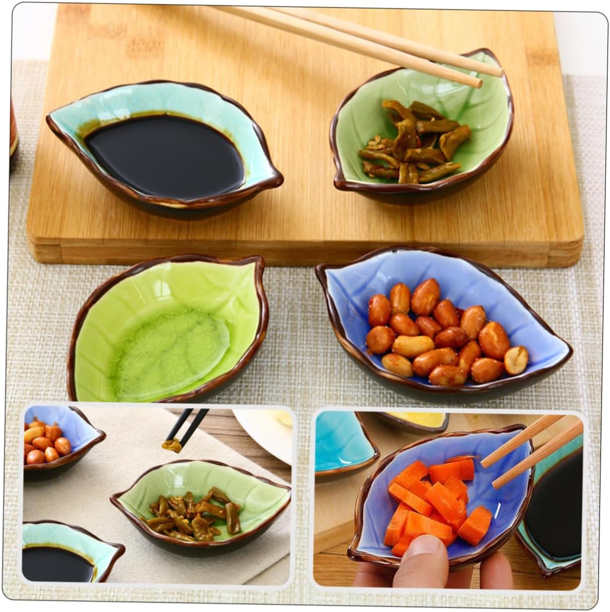 4pcs Multi-functional Vinegar Dishes Mixed Color Seasoning Bowls for Dipping Sauces Appetizers and Side Dishes Smooth Edges Easy to Clean for Home and Restaurant Use