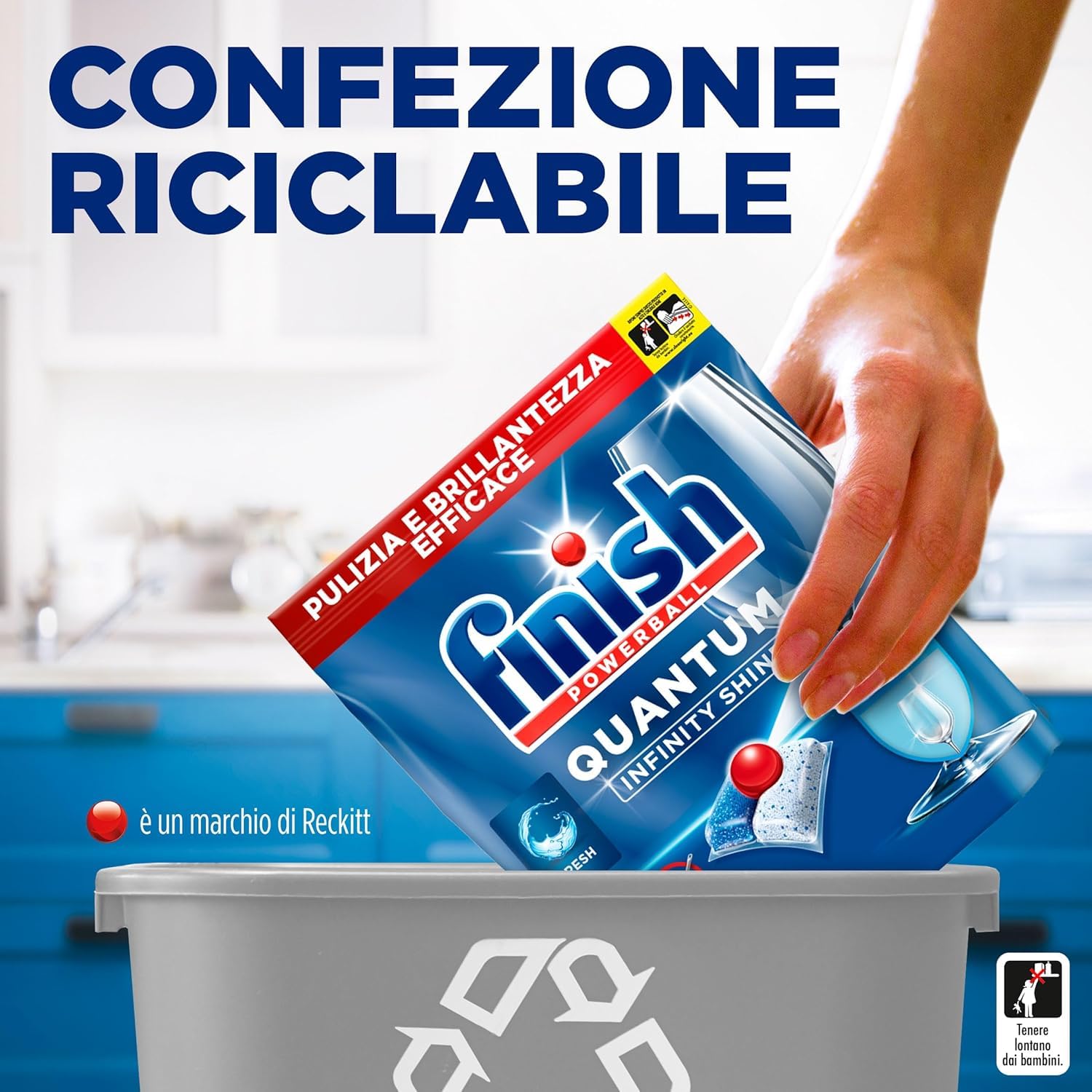 Finish Quantum Infinity Shine Pastiglie Lavastoviglie, 249 Capsule, per una Pulizia Profonda e Stoviglie Brillanti