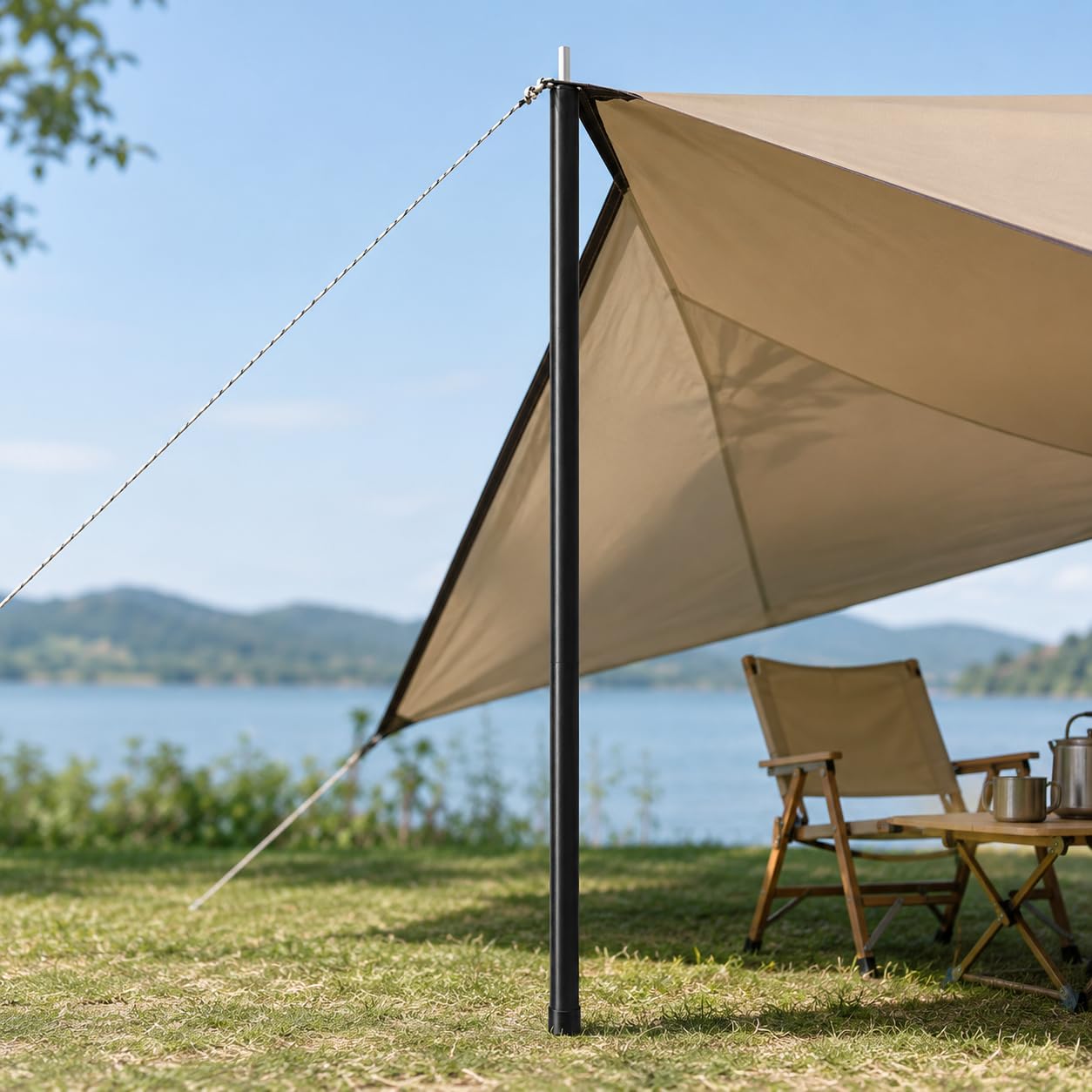 Zeltstange Inklusive Polyester-Aufbewahrungstasche Aluminiumlegierungs-verstärkungen Spannsystem Und Metallspitze für Wanderungen Reisen