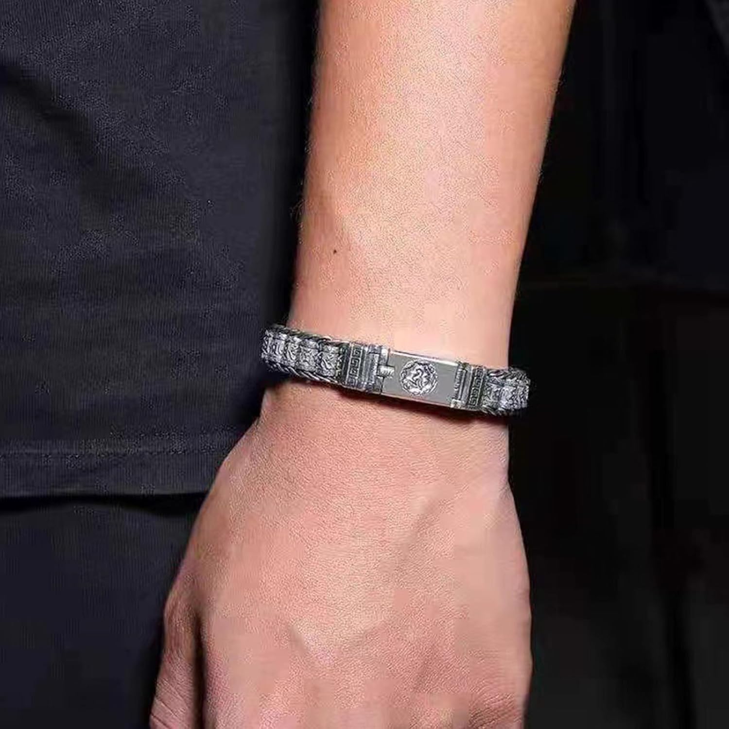 Feng Shui Bracelet, Six-Word Mantra Lucky Bracelet, Tibetan Buddhist Protection Bangle, Wealth Luck Happiness Amulet Bracelets, Vintage 925 Sterling Silver Bracelets