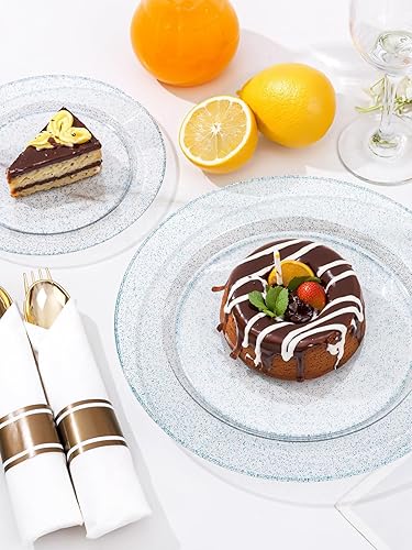 Vista 80 de WDF - Vajilla desechable de plástico para fiesta de boda, Dorado