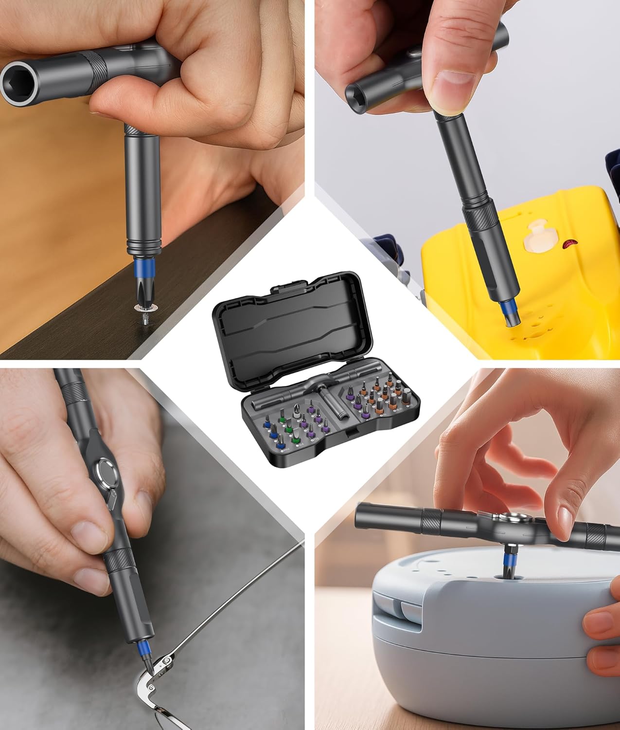 24 in 1 Magnetic Ratchet Screwdriver Set – Multi Bit Precision Repair Tool Kit with Detachable Handle, S2 Steel Bits, Portable Storage Case for Furniture, Computer, Bicycle, Electronics - Image 7