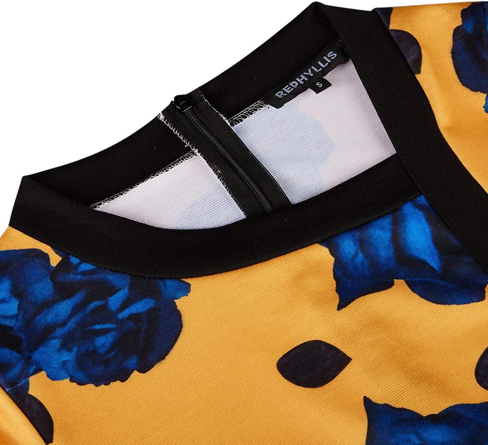 Viwenni Women Vintage Ruffle Business Colorblock Work Church Pencil Dress - Image 5