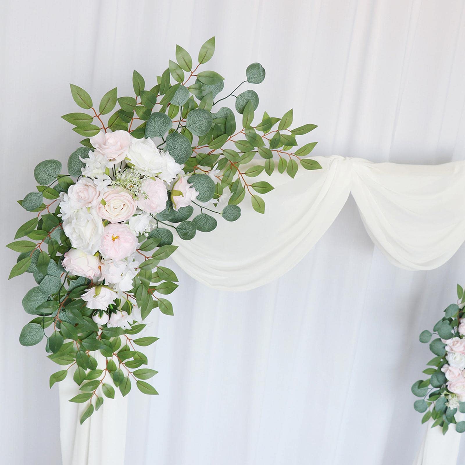 2 Stück Blumengirlande Künstliche Seidenblumen Hochzeit Bogen Und Stuhl Rückwand Hängedekor Pflegeleicht für Geschenk Dekoration Gartenpavillon Bühne
