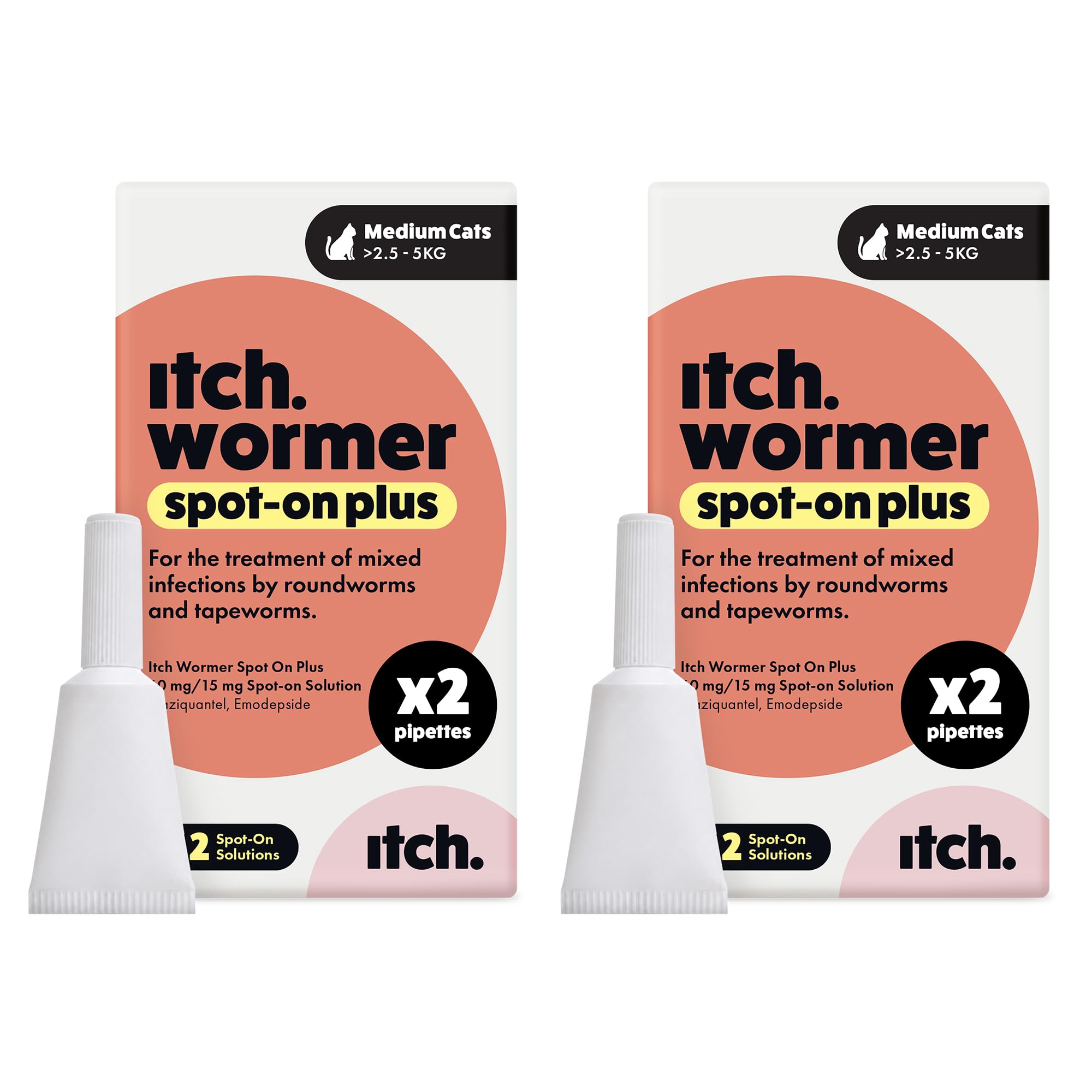 Itch Cat (2.5-5kg) Spot On Wormer Plus For Medium Cats - 4 Pack