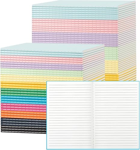 Vista 12 de Paquete de 24 cuadernos rayados coloridos para escritura, cuadernos a granel, libros de composición A5, 8.3x5.5 pulgadas, 60 páginas, 30 hojas