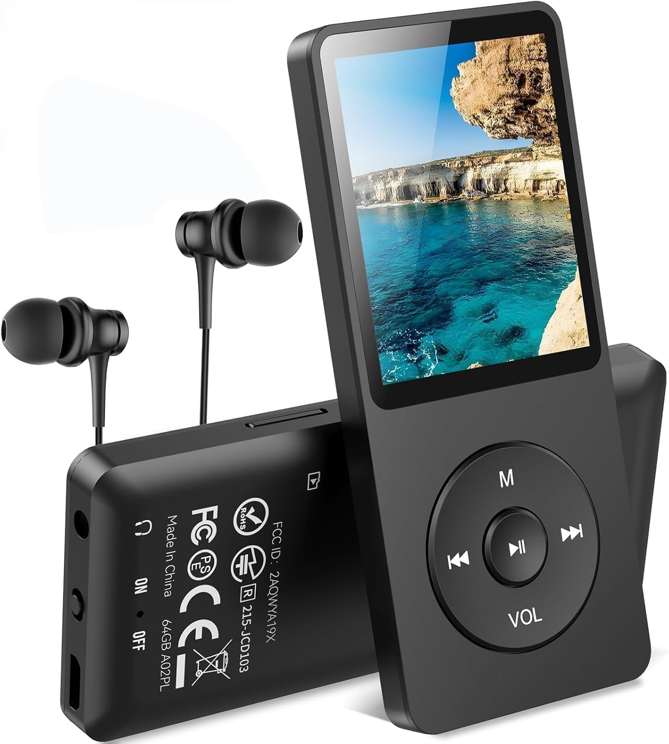 AGPTEK Reproductor MP3 64GB, Reproducción de Música Hi-Fi sin Pérdidas, Reproductor MP3 Clásico Deportivo Walkman Portátil, Player Capacidad de Tarjeta TF hasta 128G(sin Tarjeta TF), Negro