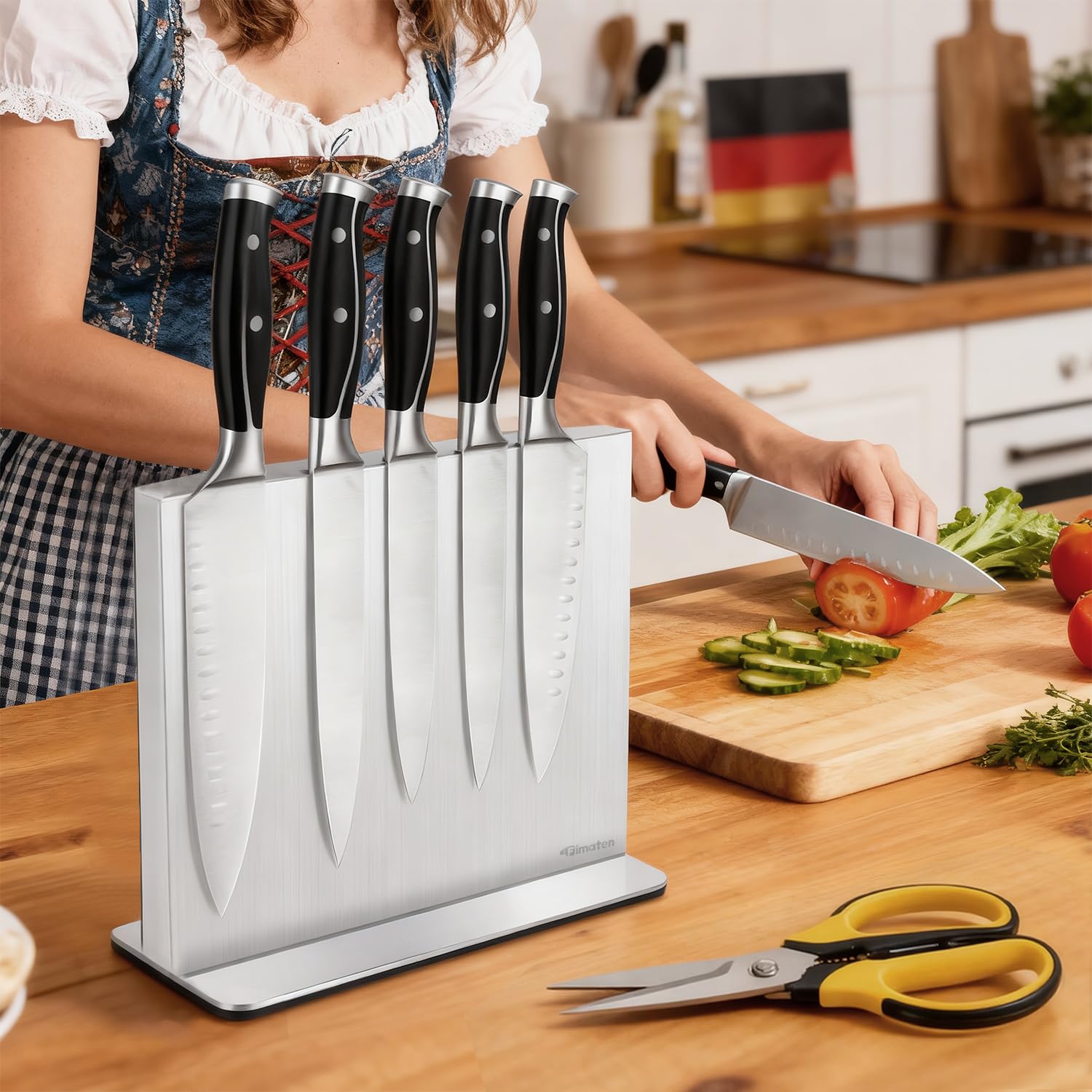 Messerblock Magnetisch ohne Messer, Magnet Messerblock aus Edelstahl, Doppelseitig Magnetischer Messerhalter, Unbestückt Messerblöcke Universal Magnetic Knife Block für Küchenmesser, 30x21,5cm