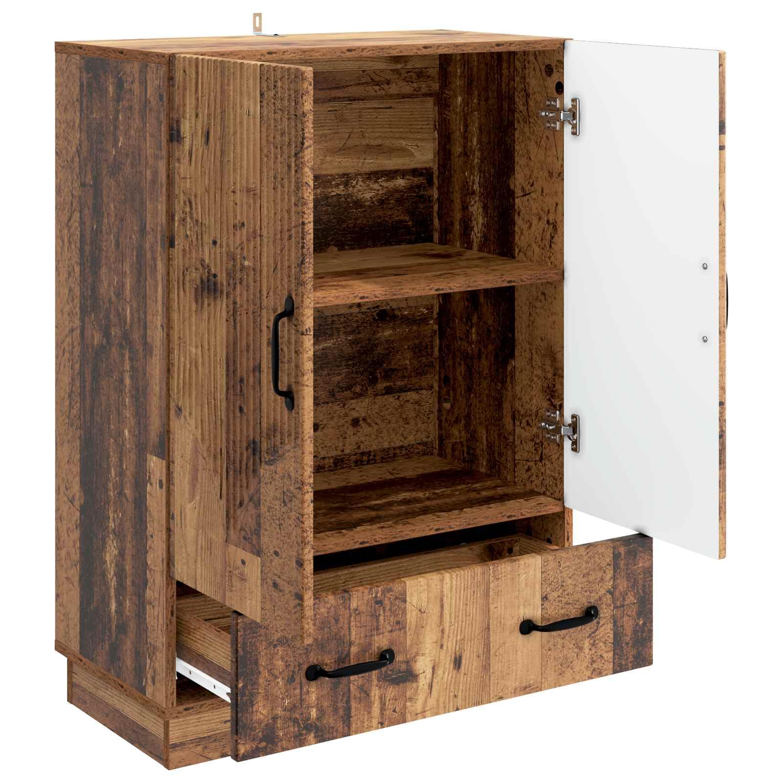 Credenza in legno anticato, 66 x 34,5 x 92 cm, con 1 cassetto e 2 ante girevoli, mobile versatile per sala da pranzo, soggiorno, corridoio