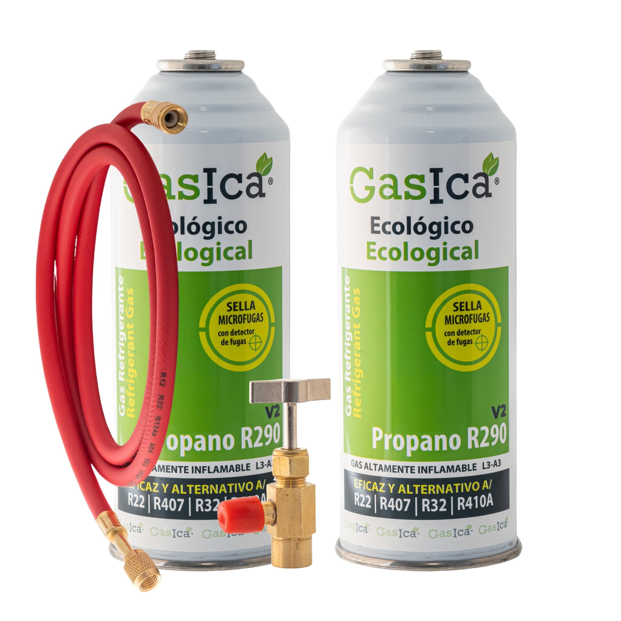 2 packs eco-friendly gas V2 226g x 2 spare parts R22/R407C/R410A + valve +  hose : Amazon.nl: DIY \u0026 Tools